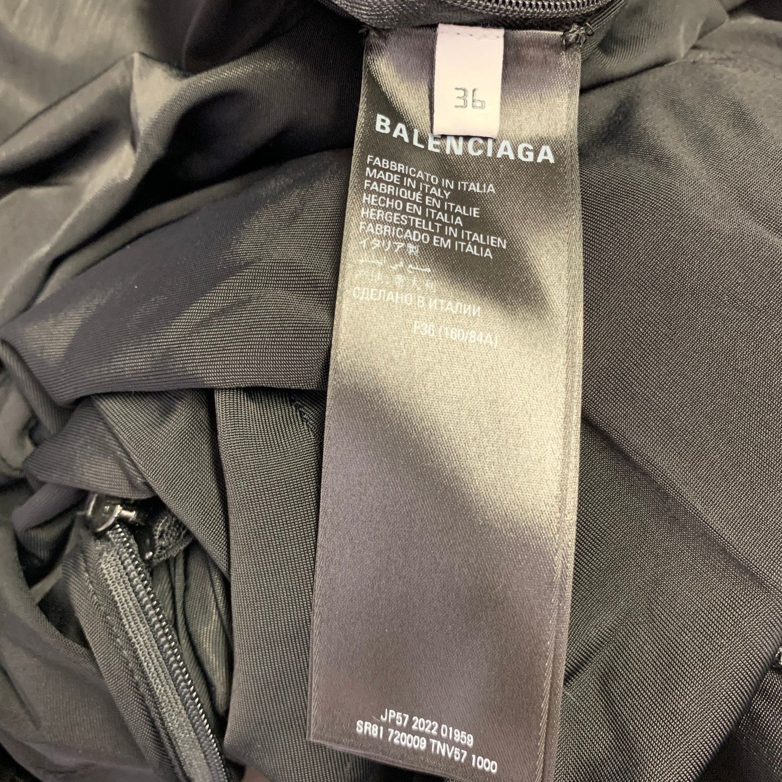 Balenciaga Size 4 Black Viscose Blend Draped Long Sleeve Cocktail Dress Size S / US 4 / IT 40 - 7 Thumbnail