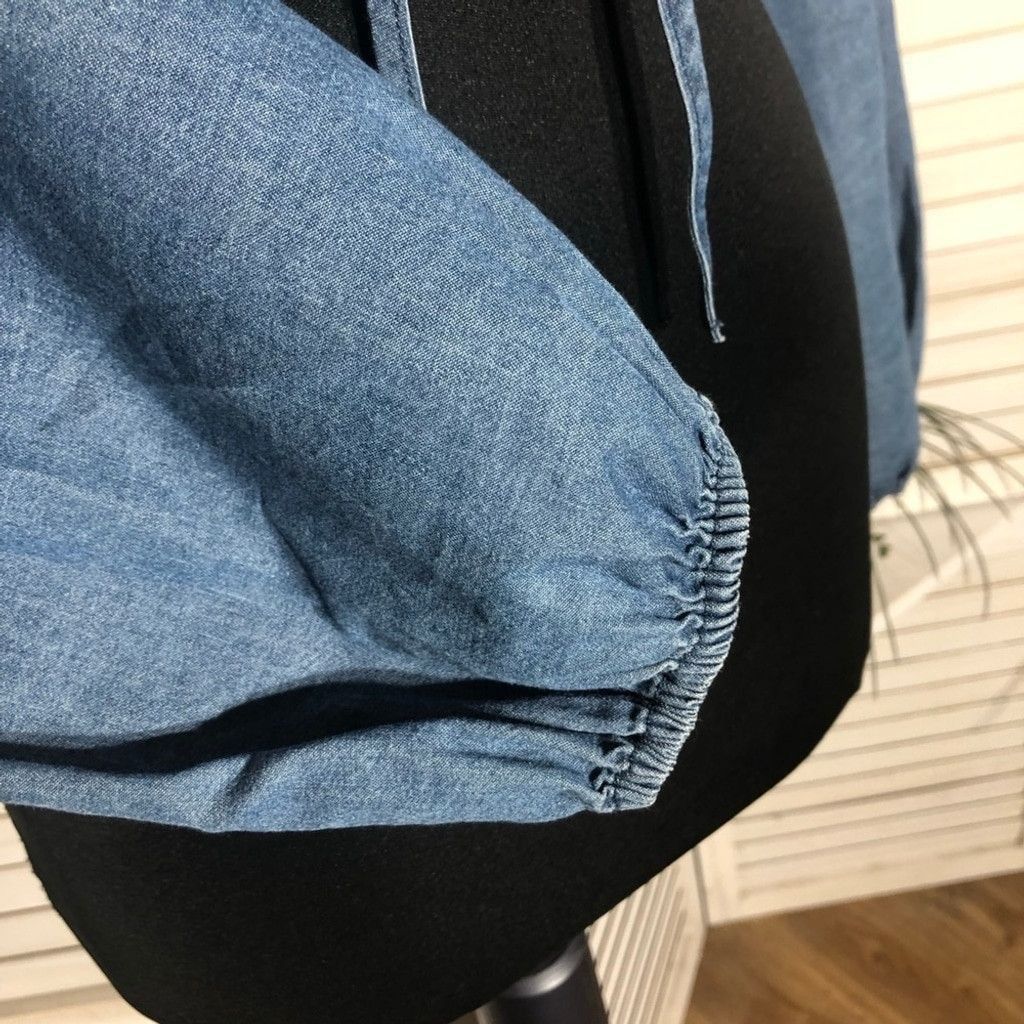 Vintage Cropped Top Front Tie Long Sleeves Chambray Blue sz S Size S / US 4 / IT 40 - 9 Thumbnail