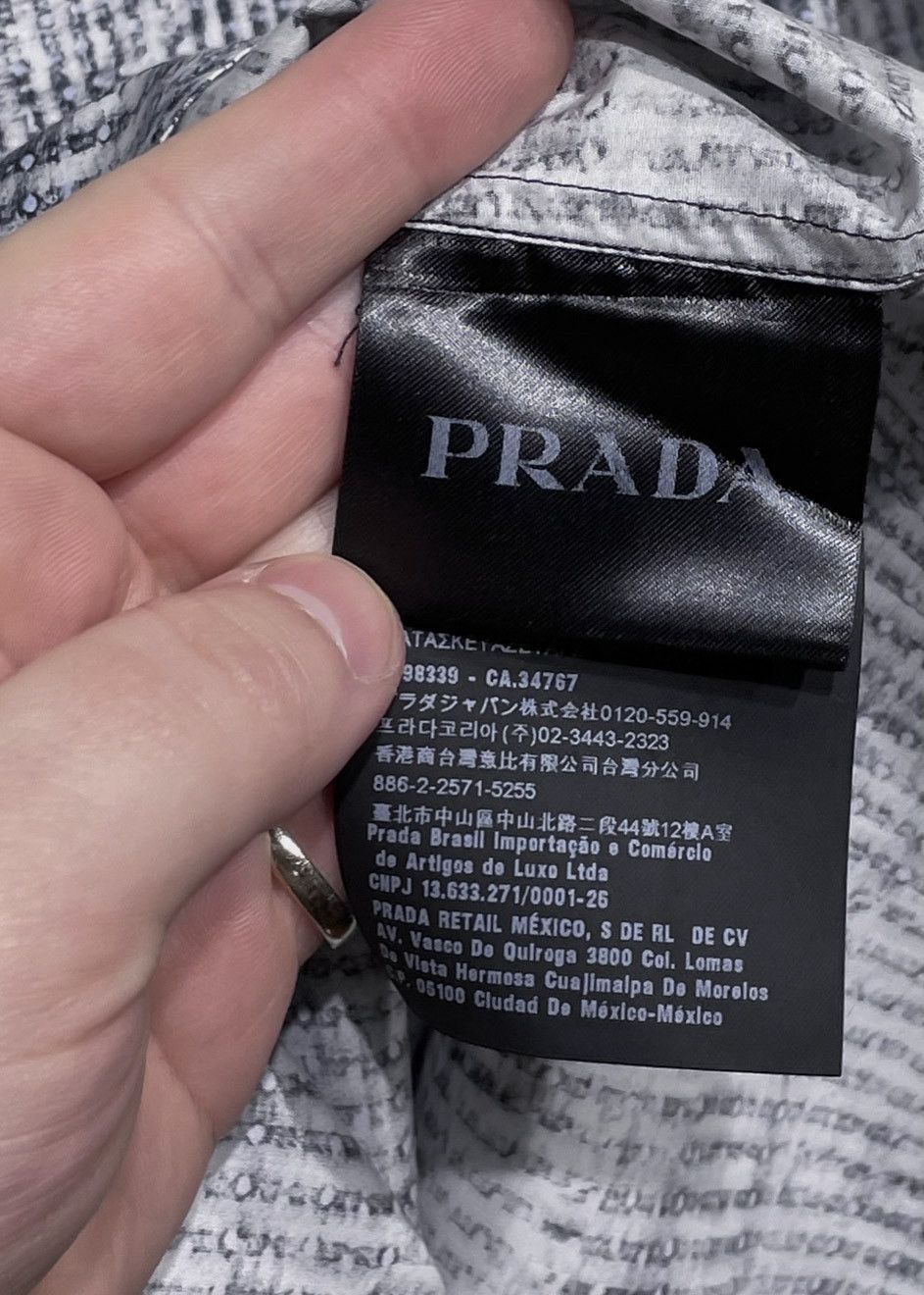 Prada Prada Grey Abstract Patterns Pocketed Shirt Size US XL / EU 56 / 4 - 6 Thumbnail