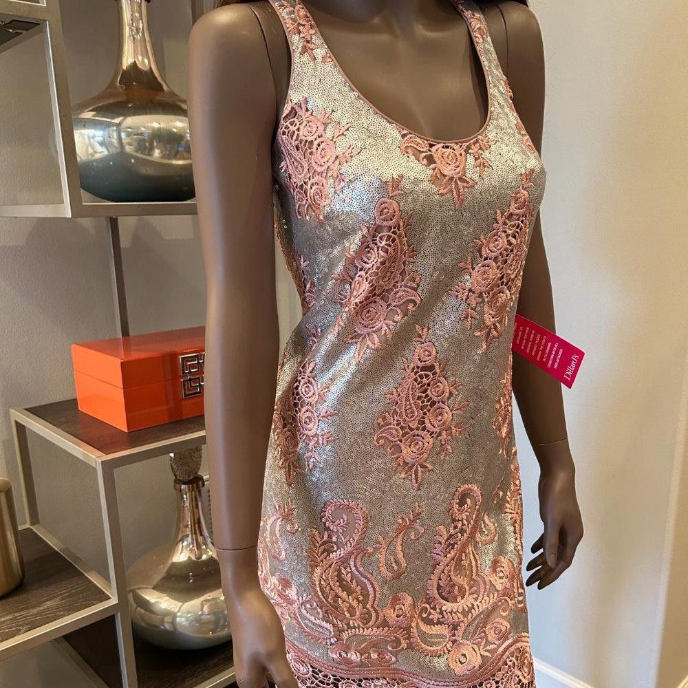 Designer Belle Badgley Mischka Nadine Sequin Sleeveless Shift Dress Size XS / US 0-2 / IT 36-38 - 3 Thumbnail