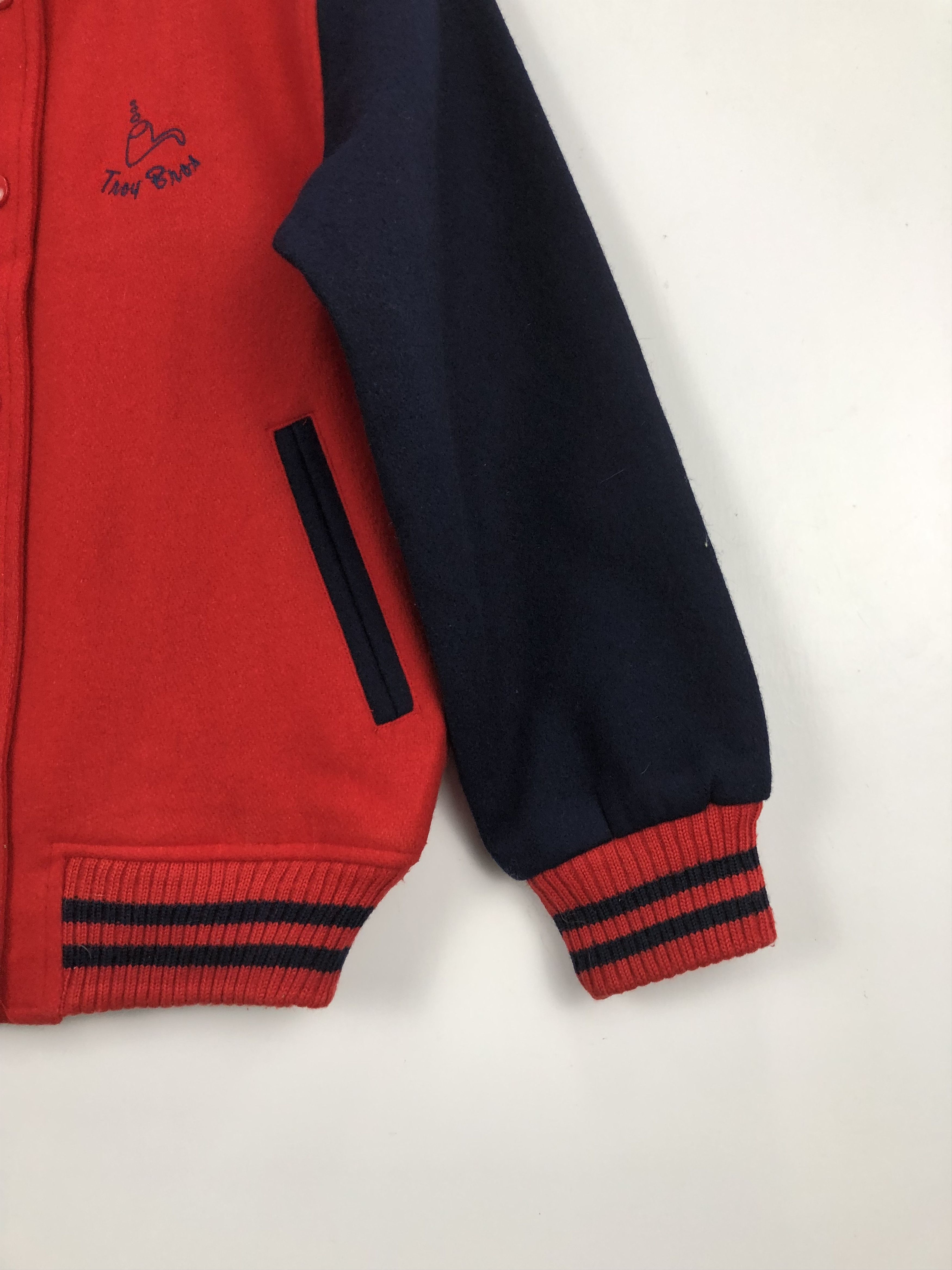 Vintage Vintage Troy Bros Wool Varsity Jacket Red V0289 Size US M / EU 48-50 / 2 - 8 Thumbnail