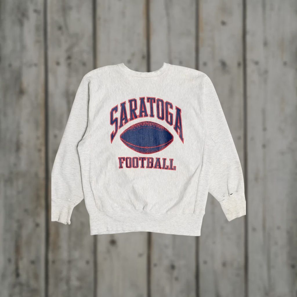 Champion VINTAGE Champion Saratoga Football Reverse Weave Sweatshirt 1990s X-Large Grey Boys? Mens? Size US XL / EU 56 / 4 - 1 Thumbnail