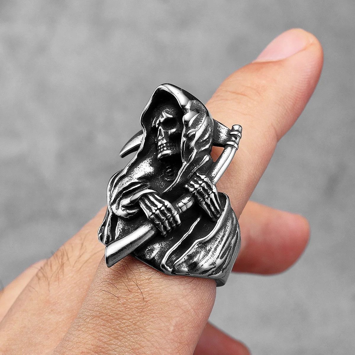 Vintage Skull Men Ring Size ONE SIZE - 1 Thumbnail