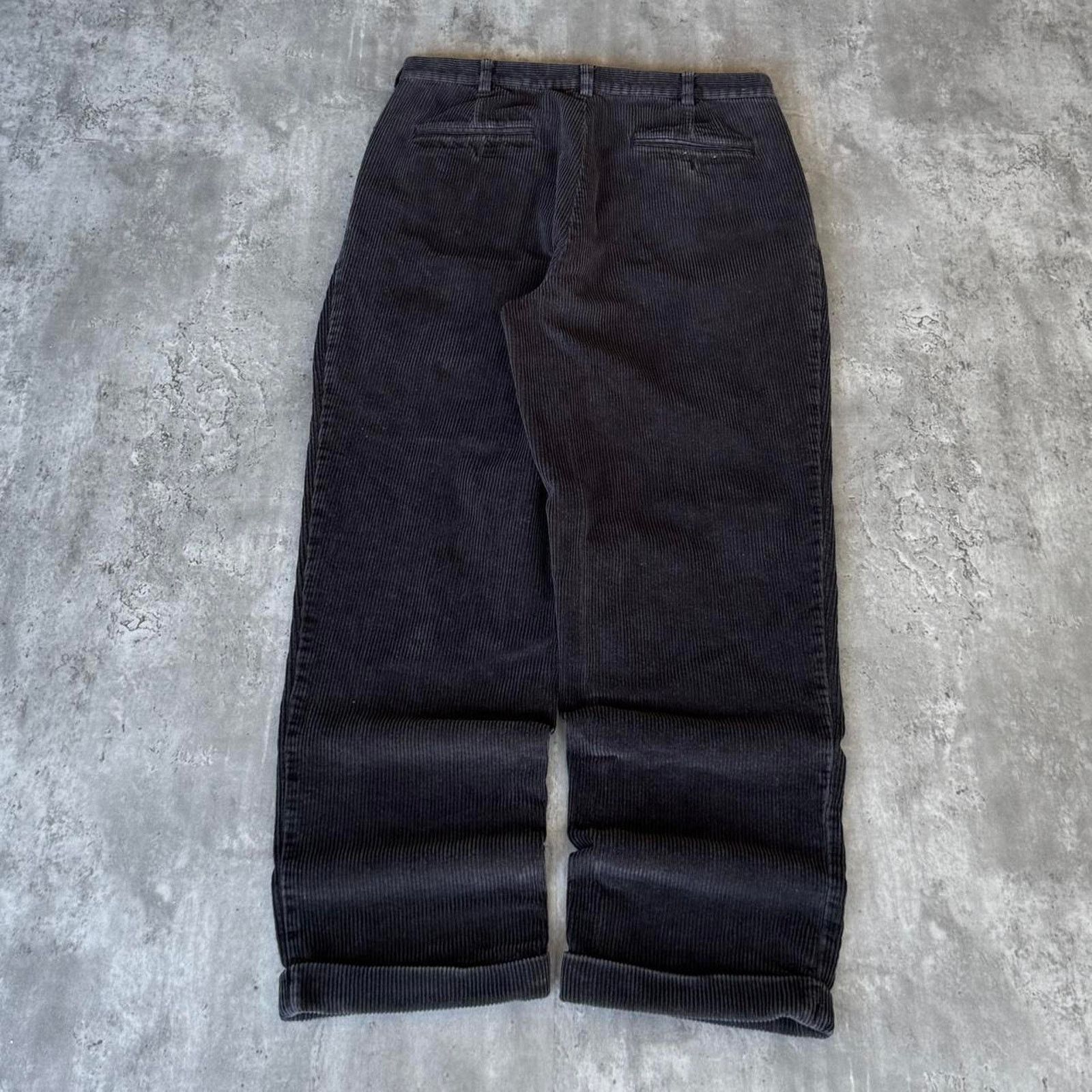 Jos. A. Bank × Vintage Vintage Y2K Baggy Black Grunge Opium Corduroy Dress Pants Size US 34 / EU 50 - 2 Thumbnail