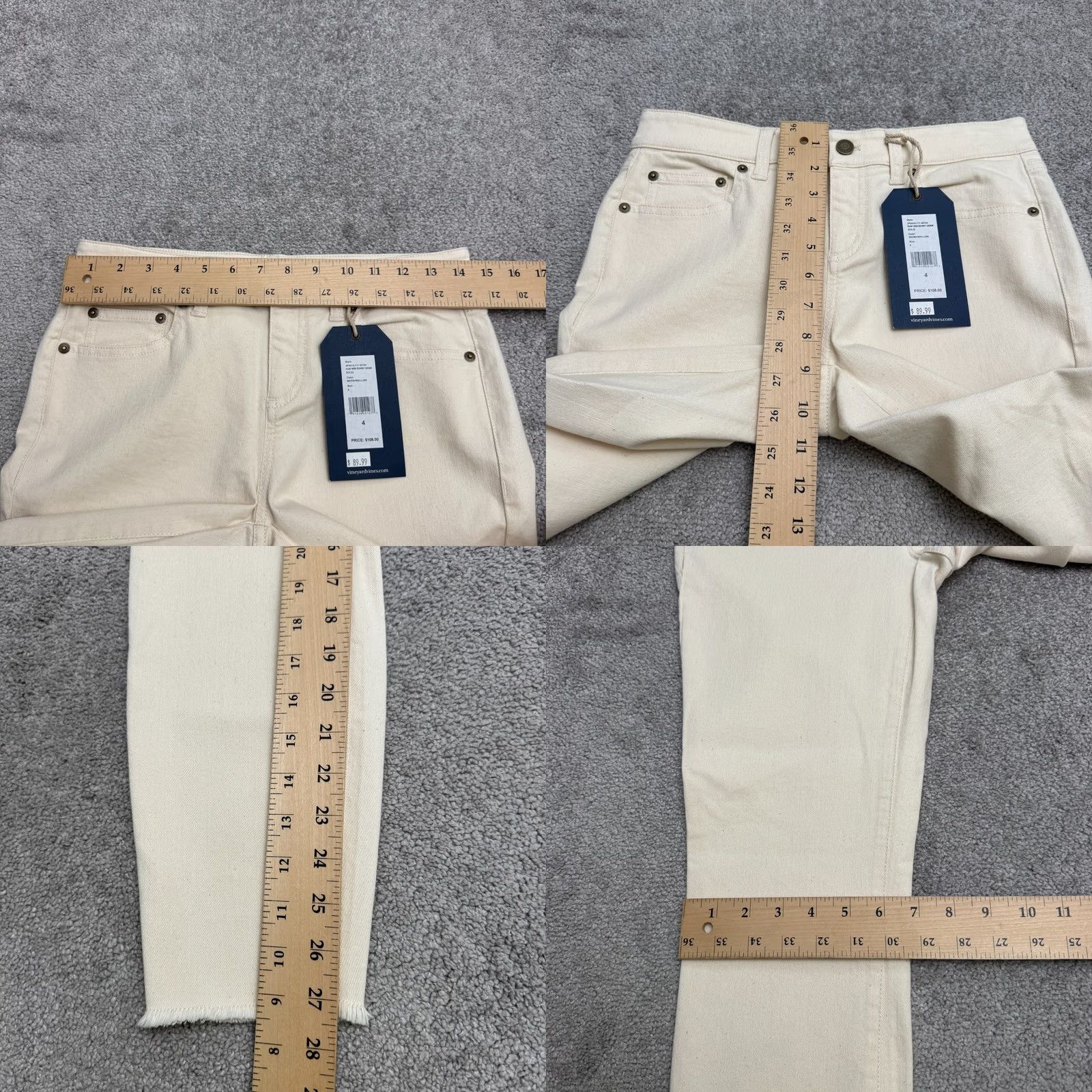 Vineyard Vines Vineyard Vines Skinny Jeans Women 4 Beige Raw Hem Mid Rise Denim NWT Marshmallow Size 27" / US 4 / IT 40 - 9 Thumbnail