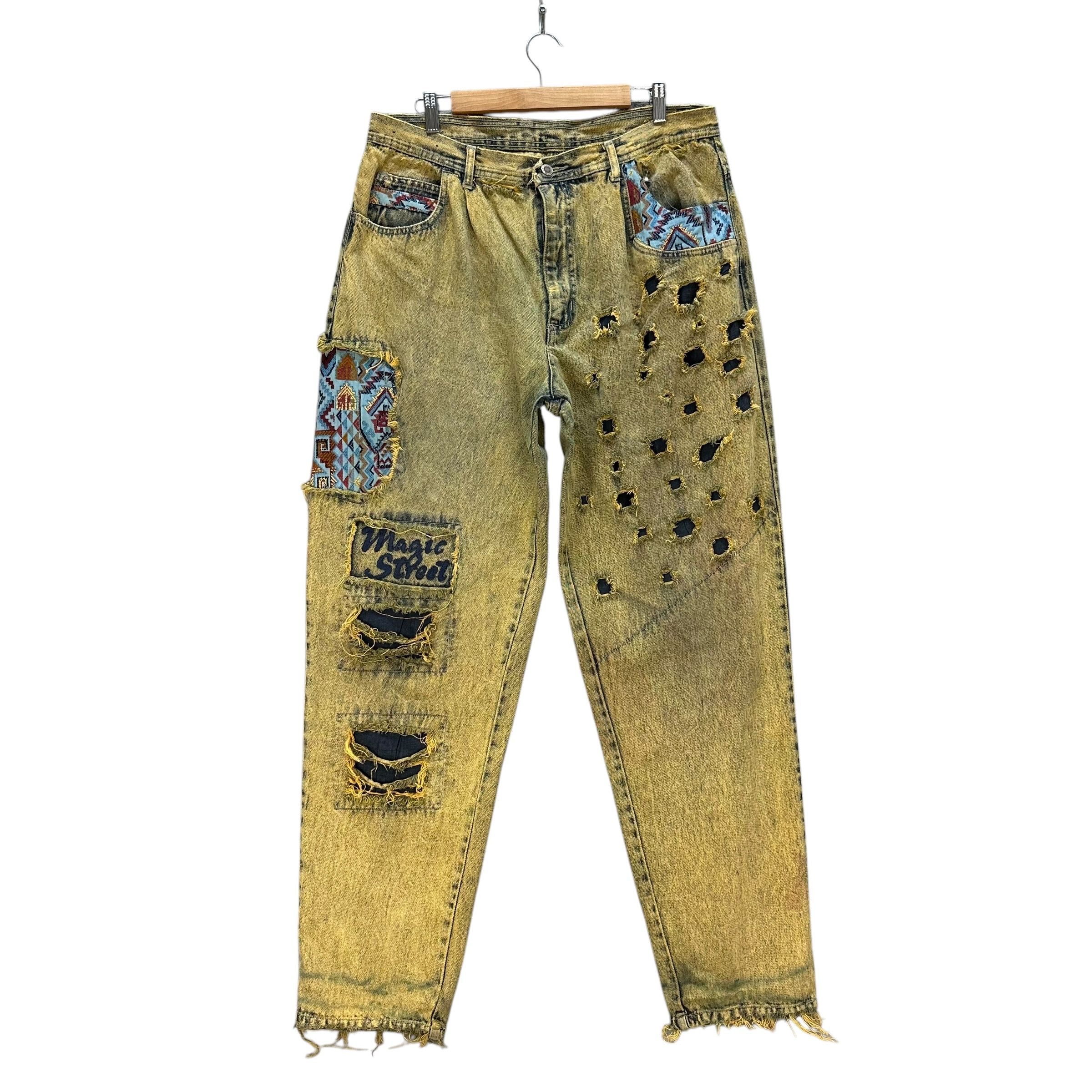 Vintage D.A.R.E by GIOVANNI Trashed Rusty Distressed Jeans #A76-1822 Size US 37 - 1 Thumbnail