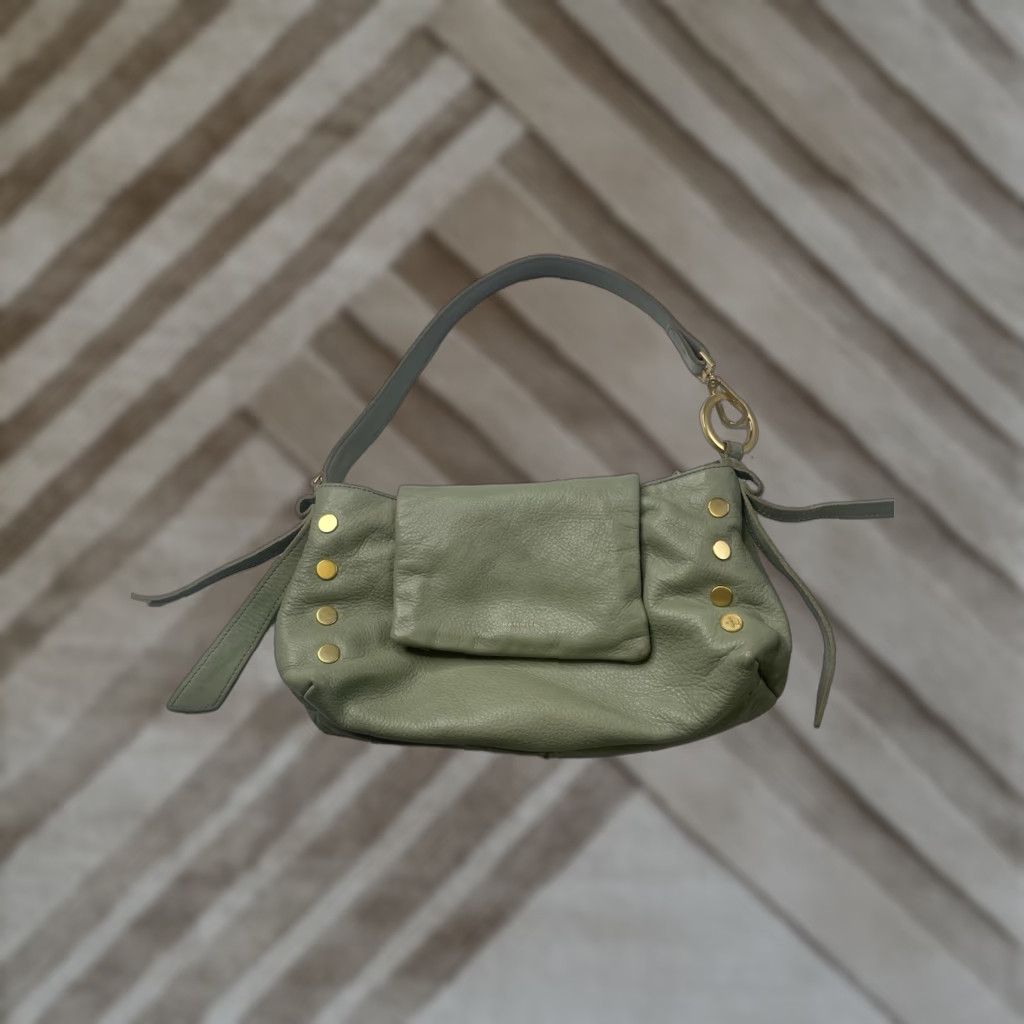 HAMMITT Hammitt VIP Satchel Crossbody Bag | Gunmetal Leather Green Pebbled Studded | Medium Size ONE SIZE - 1 Thumbnail