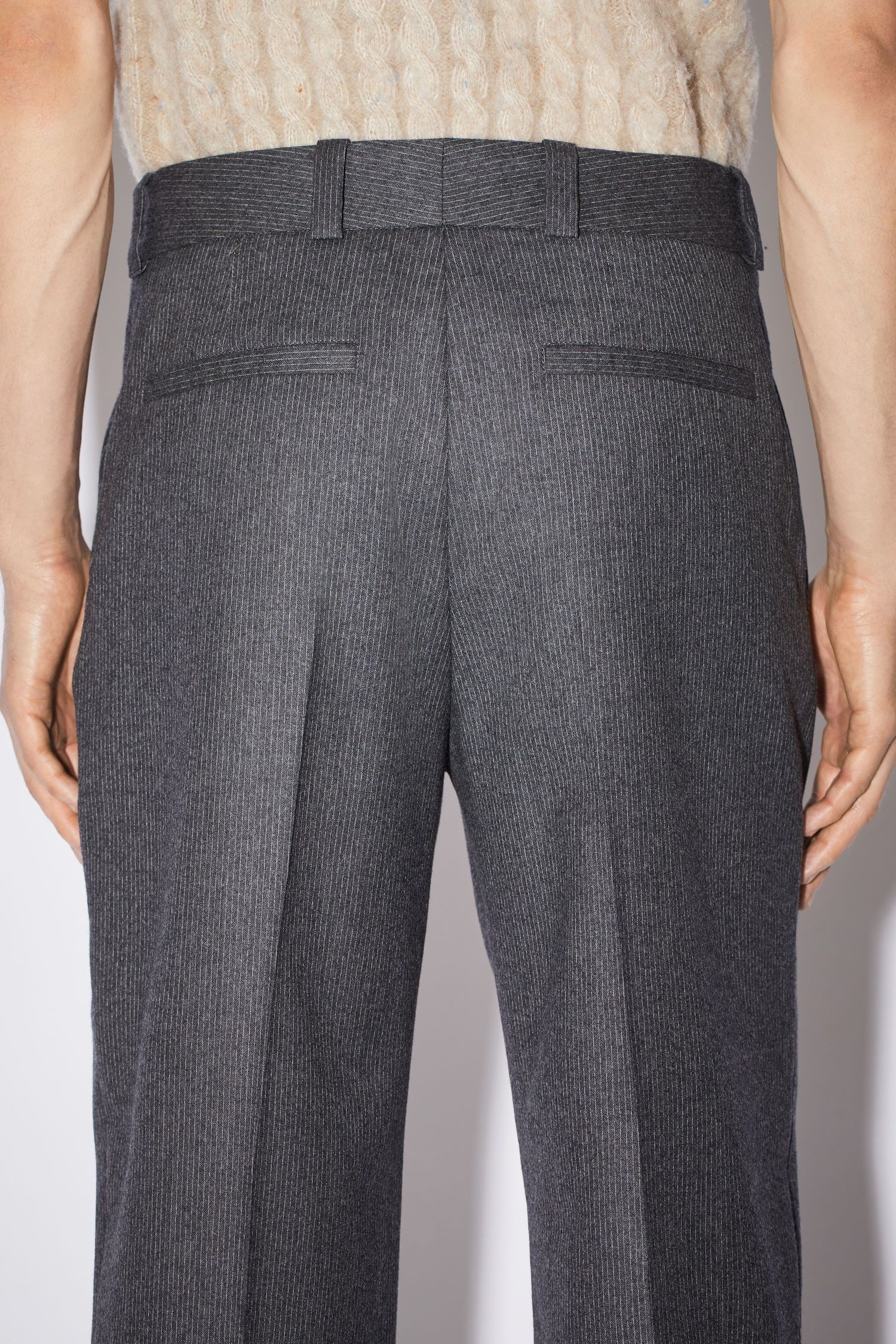 Acne Studios 46/S - Pinstriped Trousers In Grey Melange - 100% Wool Size US 30 / EU 46 - 4 Thumbnail