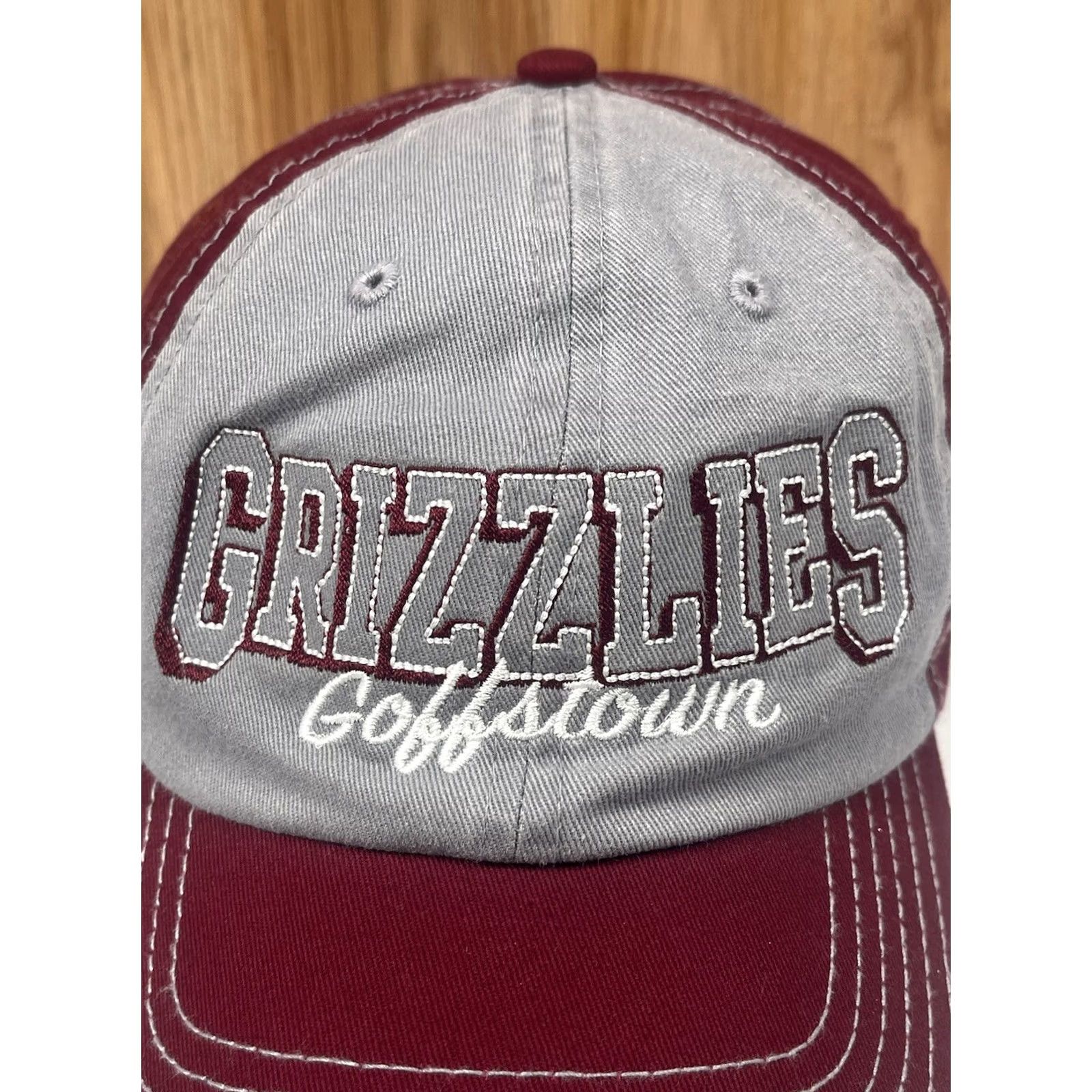 Vintage Goffstown Grizzlies Baseball Hat Cap Maroon Gray Adjustable StrapBack Men Baseball Cap Mens Size ONE SIZE - 3 Thumbnail