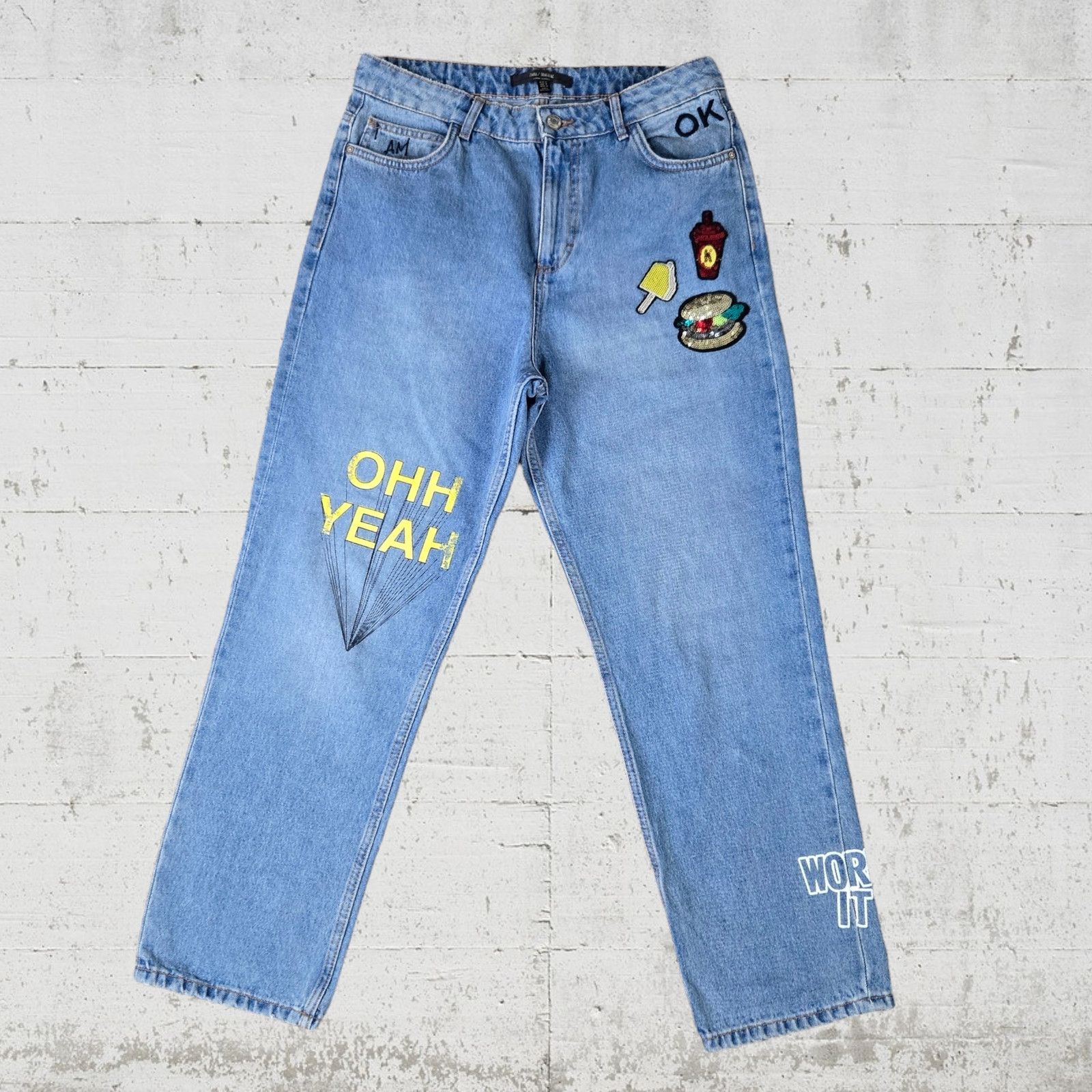 Zara Zara Embroidered Straight Jeans Size 8 Size 30" / US 8 / IT 44 - 2 Thumbnail