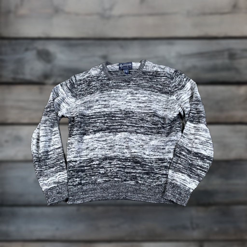 Vintage American Rag Cie Static Pattern Striped Sweater Adult Large Gray Crewneck Knit Size US L / EU 52-54 / 3 - 1 Thumbnail