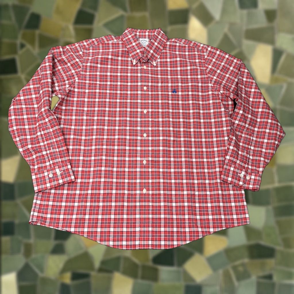 Brooks Brothers Brooks Brothers Non-Iron Button Down Shirt XL Red Plaid Regular Fit Mens Size US XL / EU 56 / 4 - 1 Thumbnail