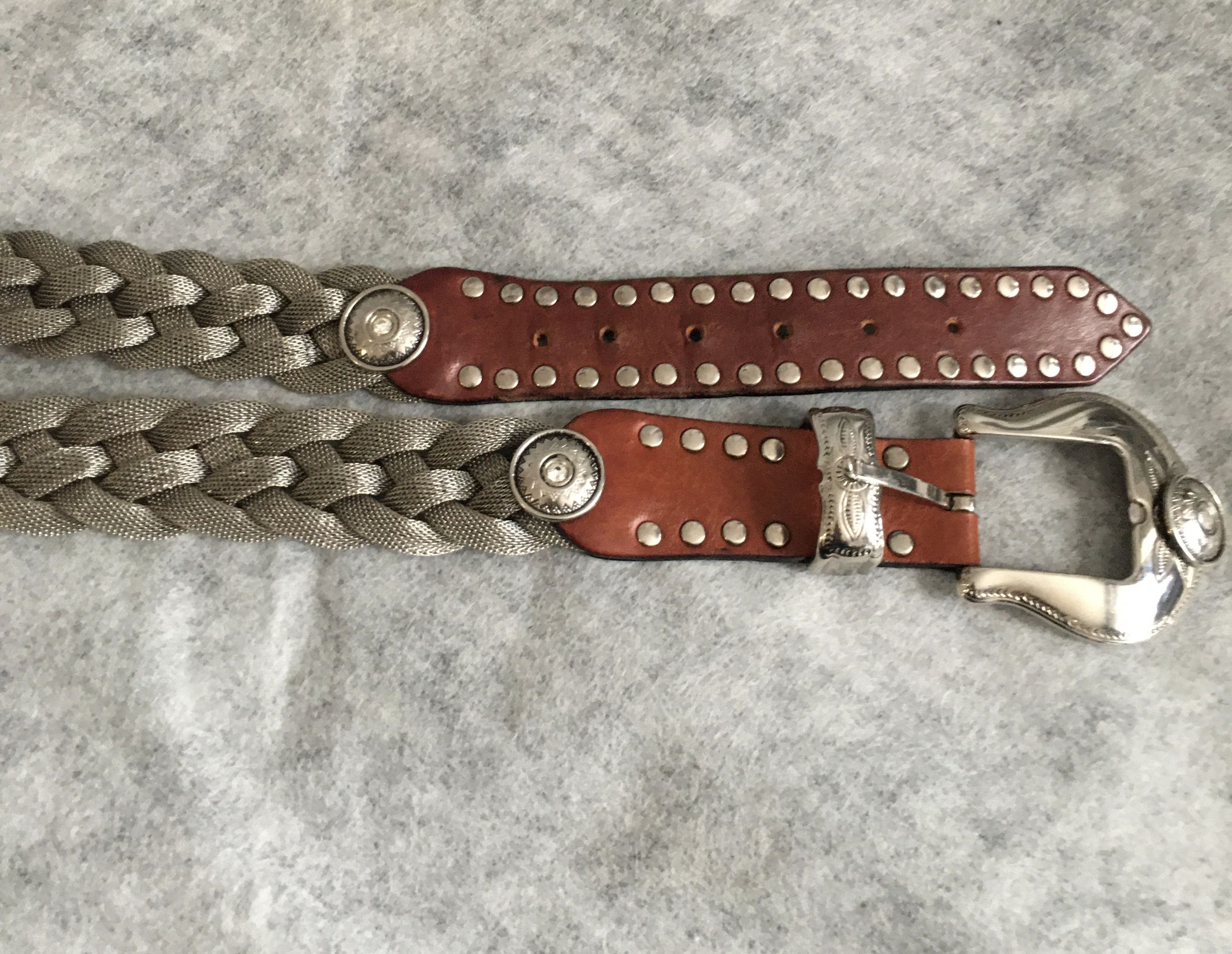 Other MANNI Italy Belt Leather Braided Metal Studs Size 36 Size ONE SIZE - 9 Thumbnail