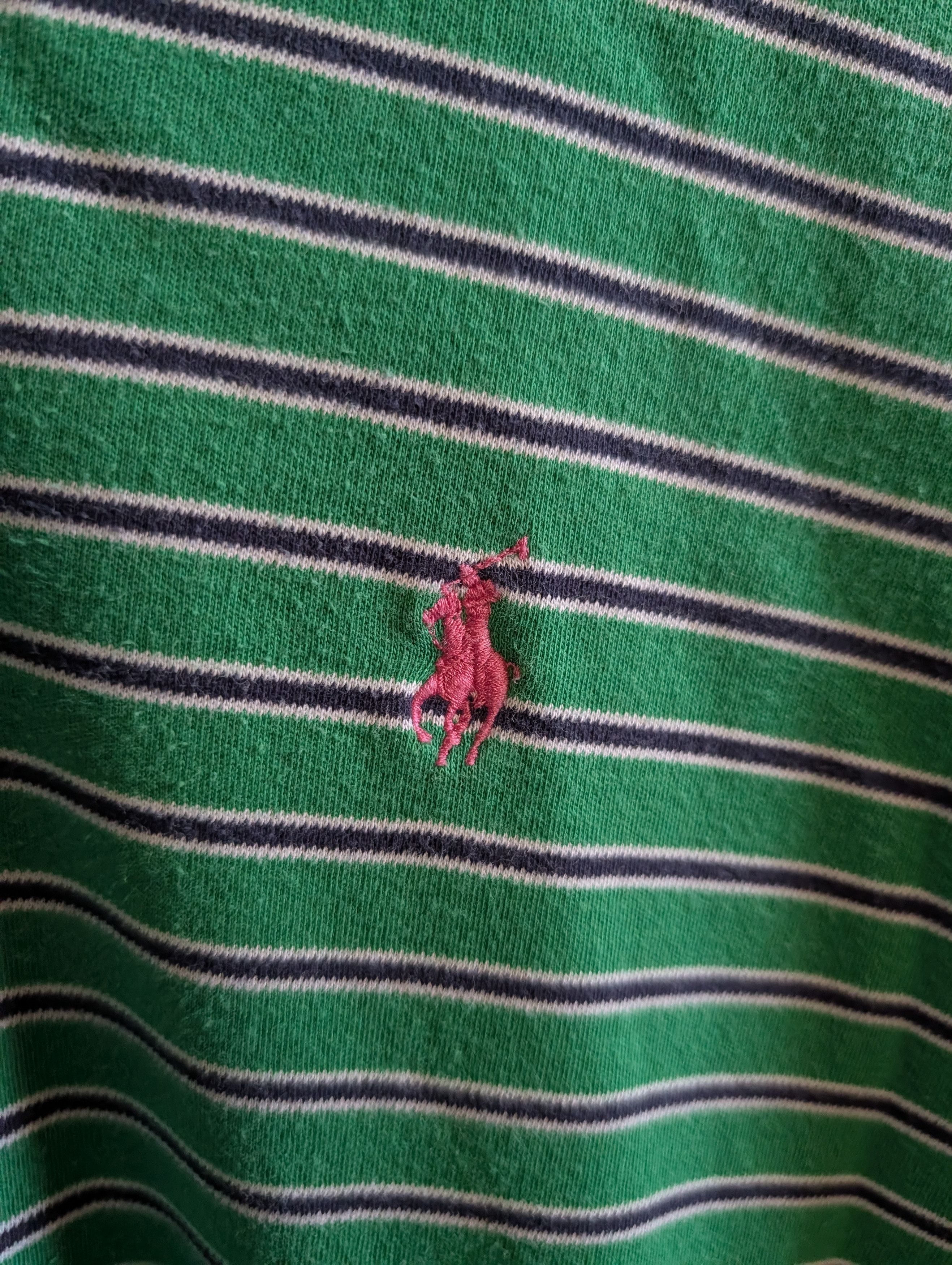 Polo Ralph Lauren Vintage green striped pink logo embroidered polo XL Size US XL / EU 56 / 4 - 5 Thumbnail