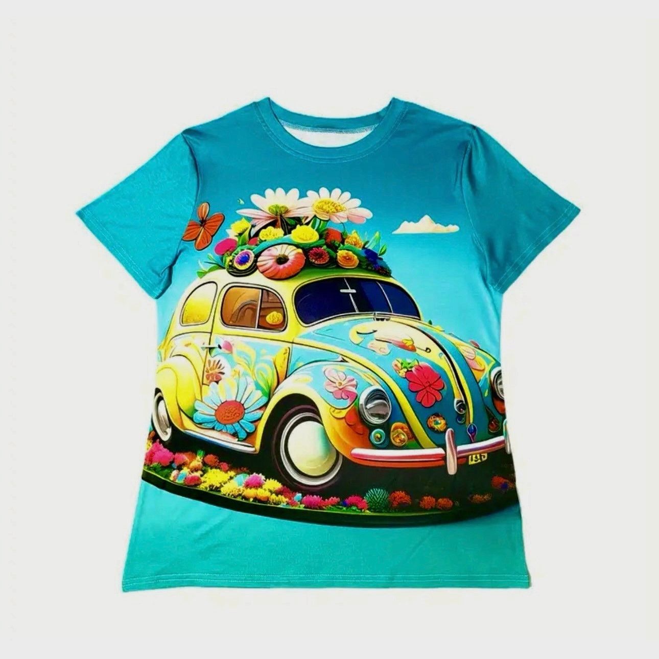 Other Vibrant Casual Short Sleeve 70s Bug/ Flowers T Shirt XL (12) Size XL / US 12-14 / IT 48-50 - 3 Thumbnail