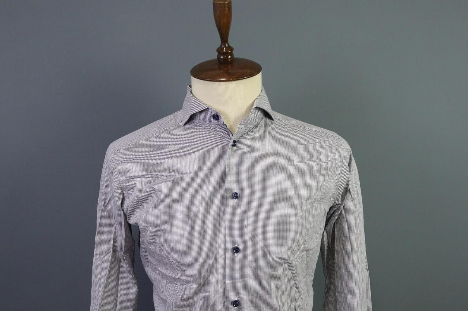 Eton Eton Super Slim Blue Check Button Down Shirt Size 39 / 15.5 Size US M / EU 48-50 / 2 - 2 Thumbnail