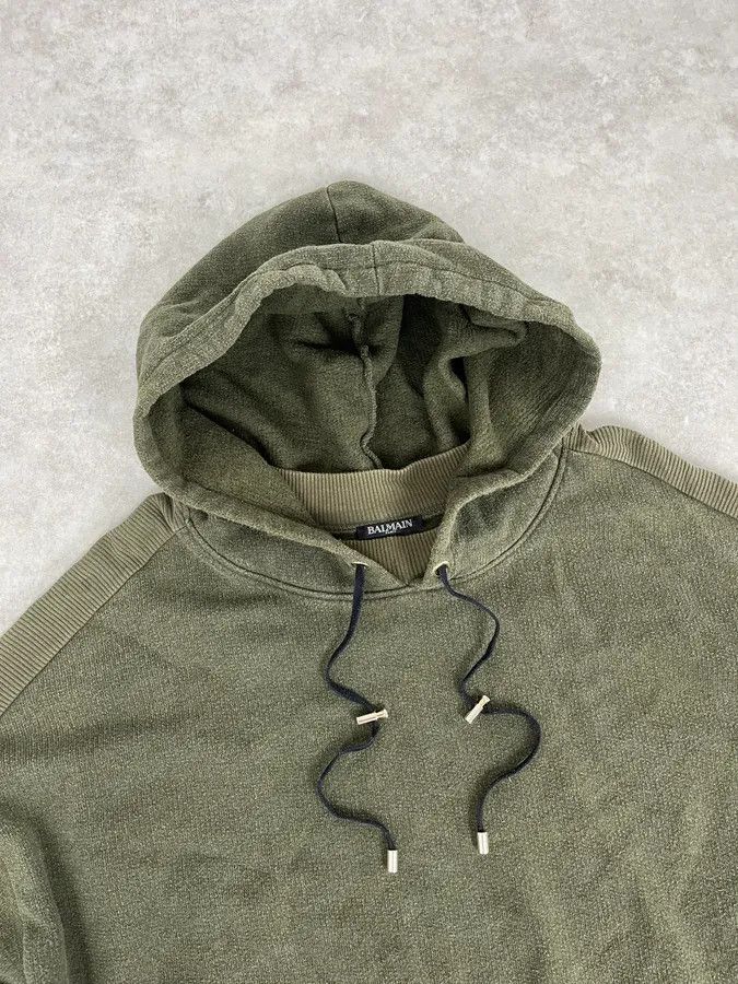 Balmain AW2017 Balmain Khaki Green Relaxed Hoodie Size US XL / EU 56 / 4 - 5 Thumbnail