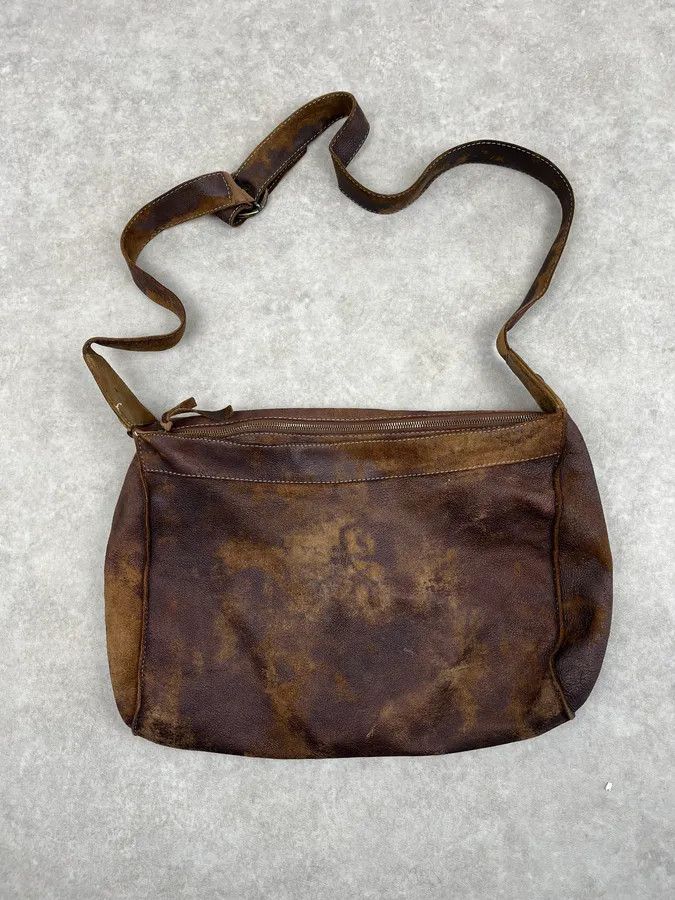 Just Cavalli 2000s Cavalli Brown Eroded Leather Shoulder Bag Size ONE SIZE - 6 Thumbnail