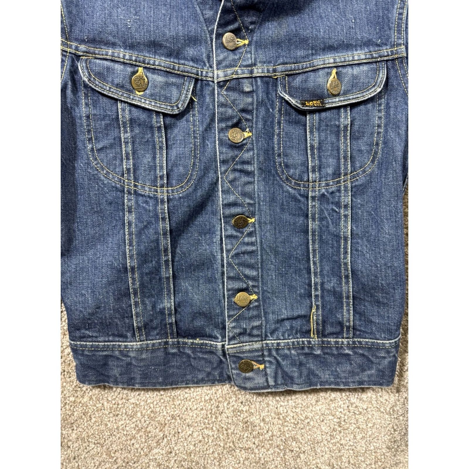 Lee VINTAGE Lee Jacket Mens 36 Denim 101-J trucker Riders 60s 70s sanforized western Shirt Adult 36 Blue Denim Western USA Bomber Jacket Mens Size US XXS / EU 40 - 5 Thumbnail