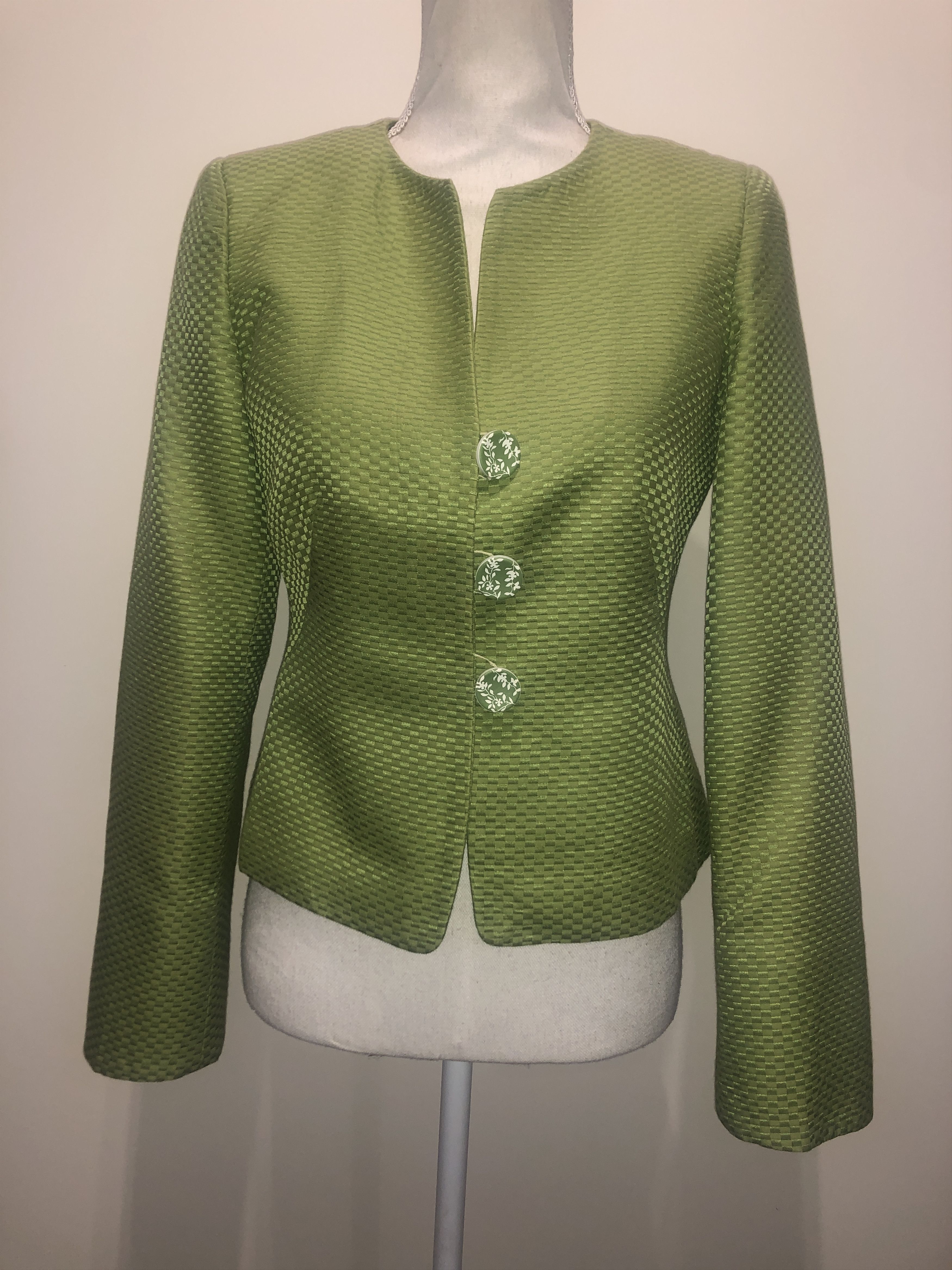 Giorgio Armani Green Silk Textured Fabric Blazer Size M / US 6-8 / IT 42-44 - 7 Thumbnail