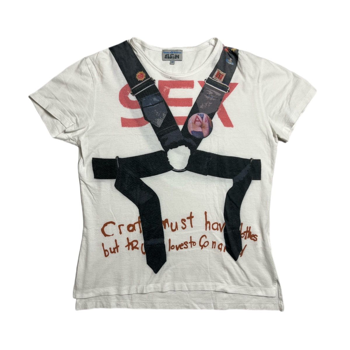 image of Vivienne Westwood Sex Harness T-Shirt in White, Men's (Size Small)