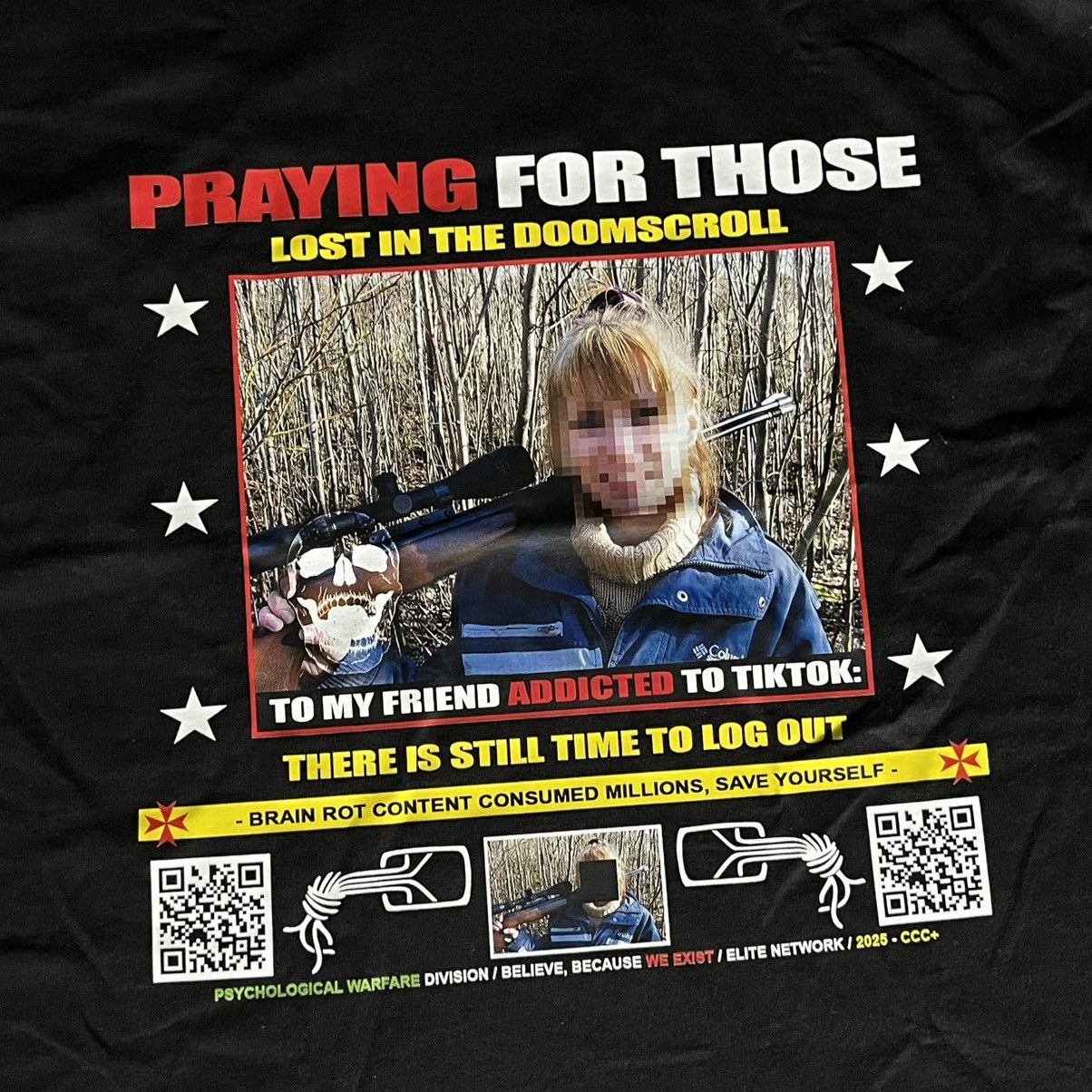 Vintage Third World Elite Network Praying Lost in The Doomscroll Tee Size US L / EU 52-54 / 3 - 3 Thumbnail