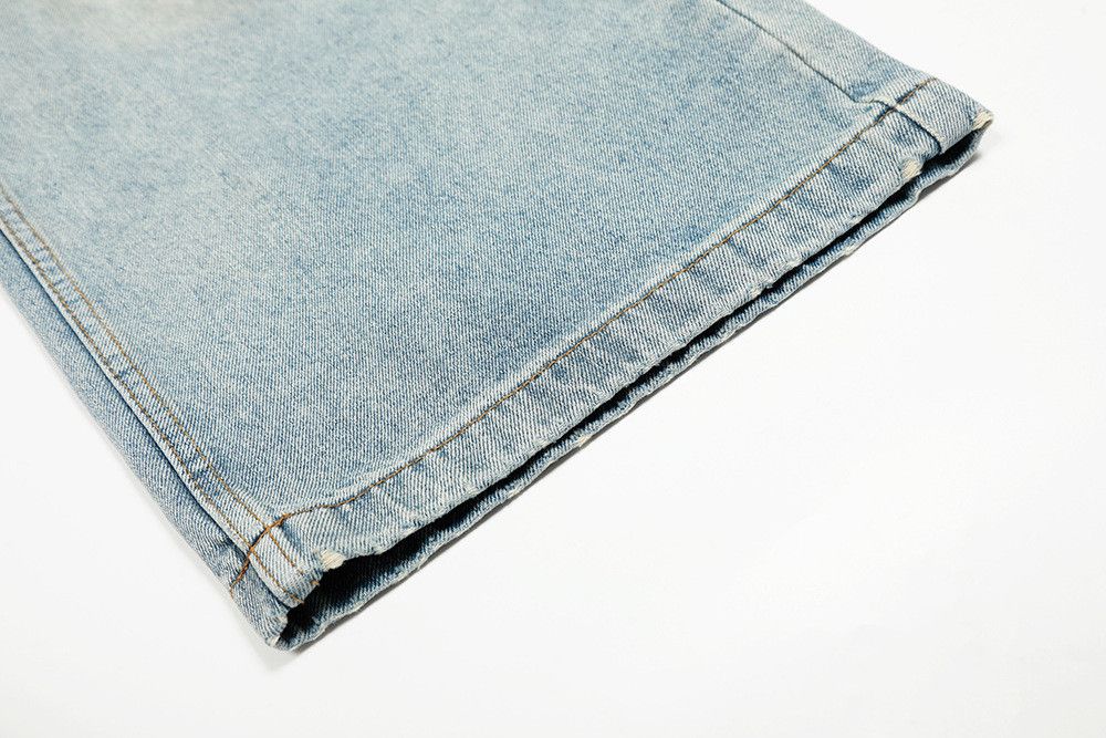 Vintage American retro wide-leg loose distressed jeans for men Size US 32 / EU 48 - 6 Thumbnail