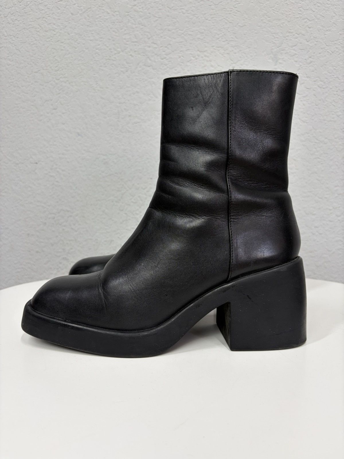 Hedi Slimane Vintage Italian AS 98 Rick Owens Style Leather Biker Boots Size US 8.5 / EU 41-42 - 4 Thumbnail