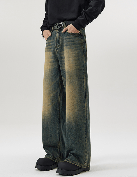 Japanese Brand × Jean Street retro distressed loose oversized straight jeans Size US 32 / EU 48 - 2 Thumbnail