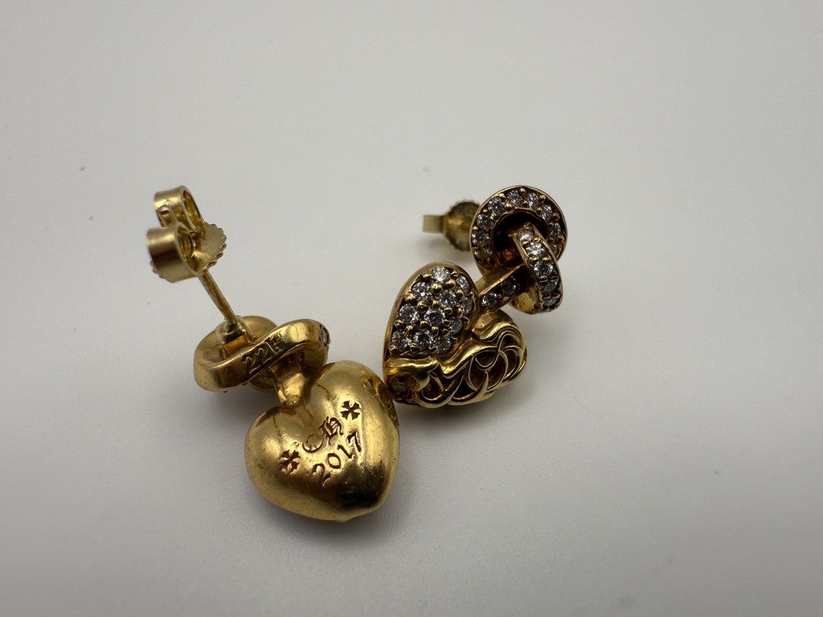 Chrome Hearts Chrome Hearts Pair of 22k Heart You Knot Earrings w Diamonds Size ONE SIZE - 3 Thumbnail