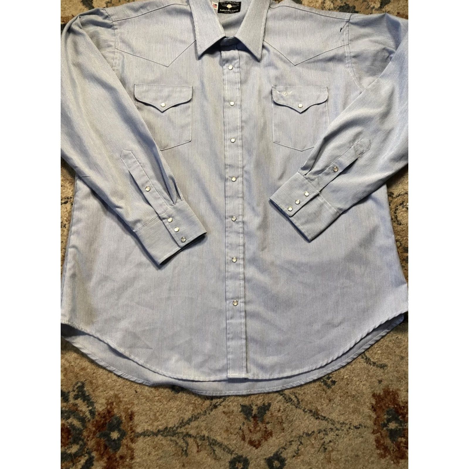 Vintage VINTAGE Flying R Ranchwear Shirt Mens 2XL Blue Western Pearl Snap Made in USA Size US XXL / EU 58 / 5 - 5 Thumbnail
