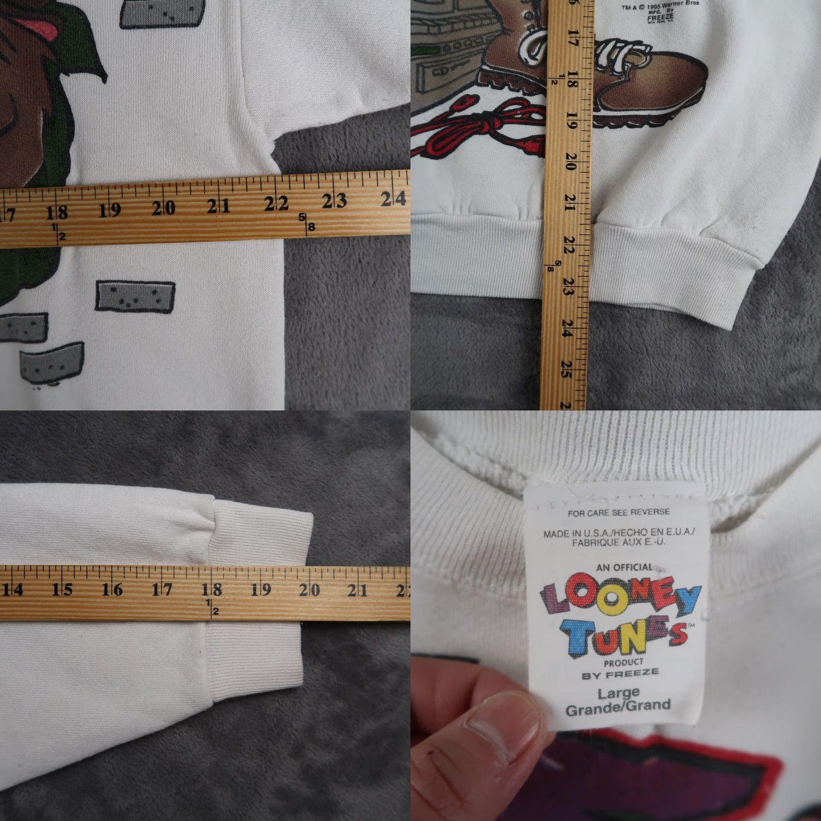 Vintage VINTAGE Looney Tunes Taz Sweatshirt Mens L Crewneck Pullover White 90s Graphic Print Hockey Hip Hop Size US L / EU 52-54 / 3 - 8 Thumbnail