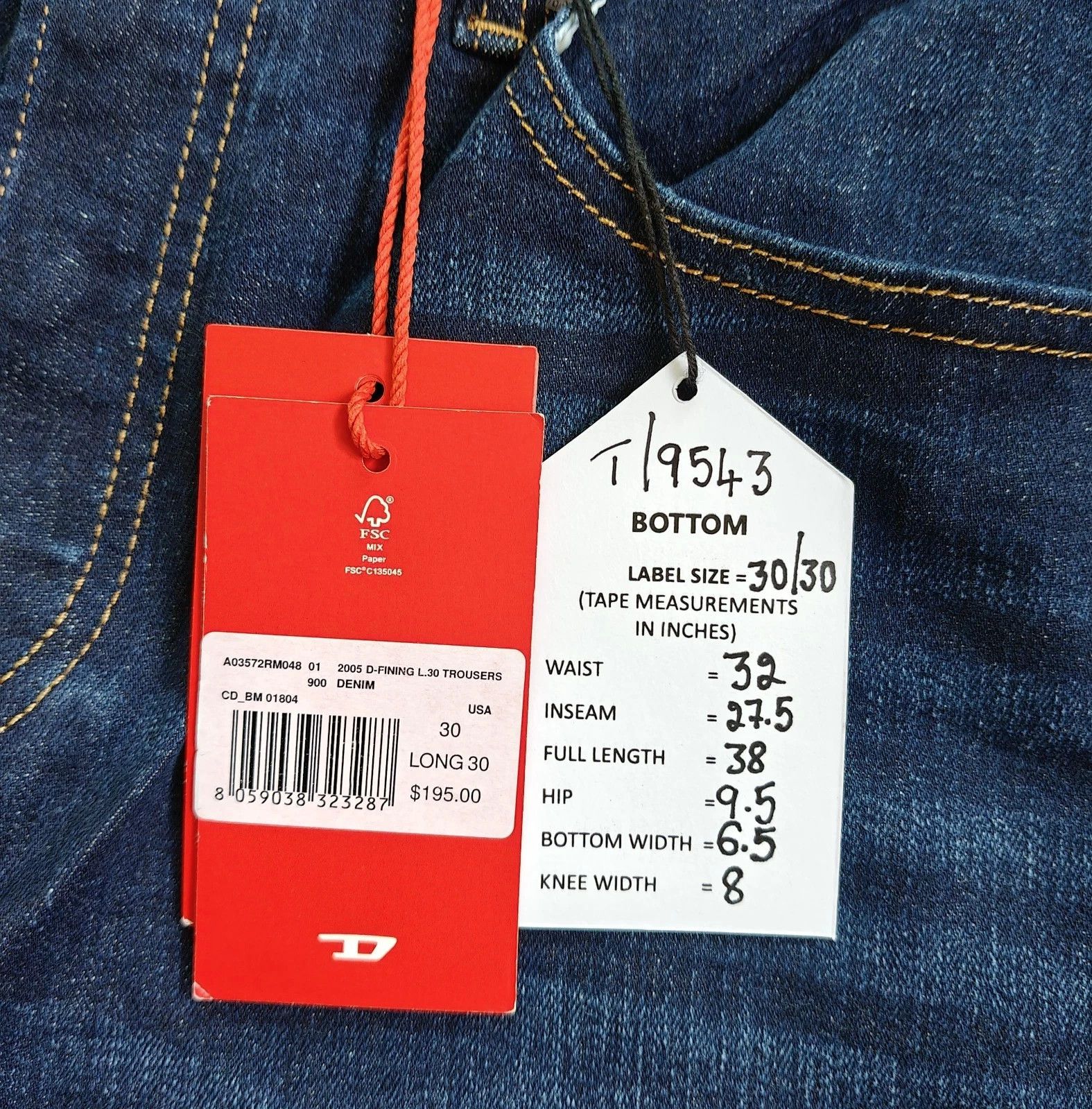 Diesel Diesel 2005 D-FINING Men's Jeans Free Shipping T/9543 Size US 30 / EU 46 - 10 Thumbnail