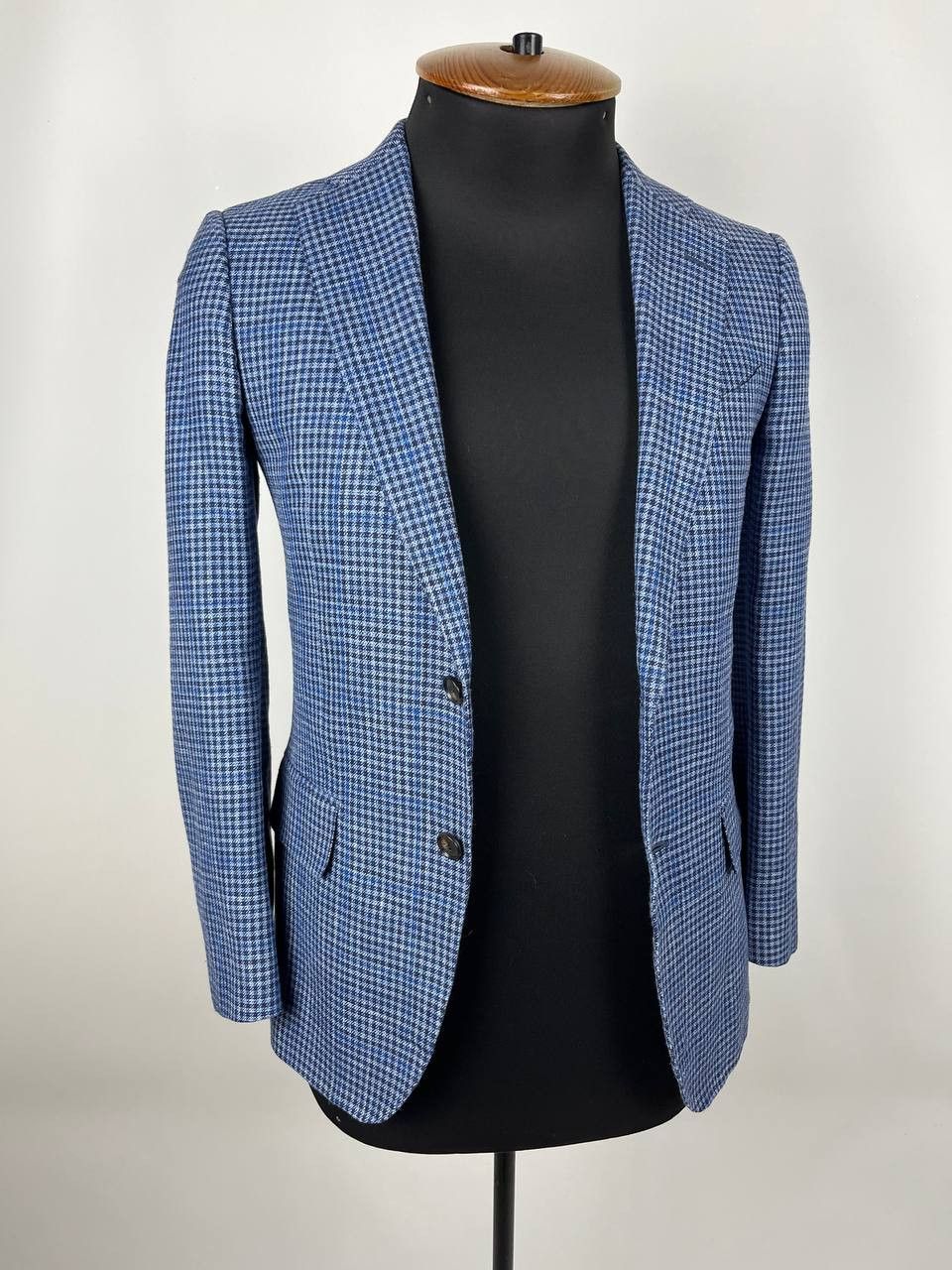Suitsupply Suitsupply Lazio Wool Silk Linen Check Blue Blazer Size 44 Size 44R - 1 Thumbnail