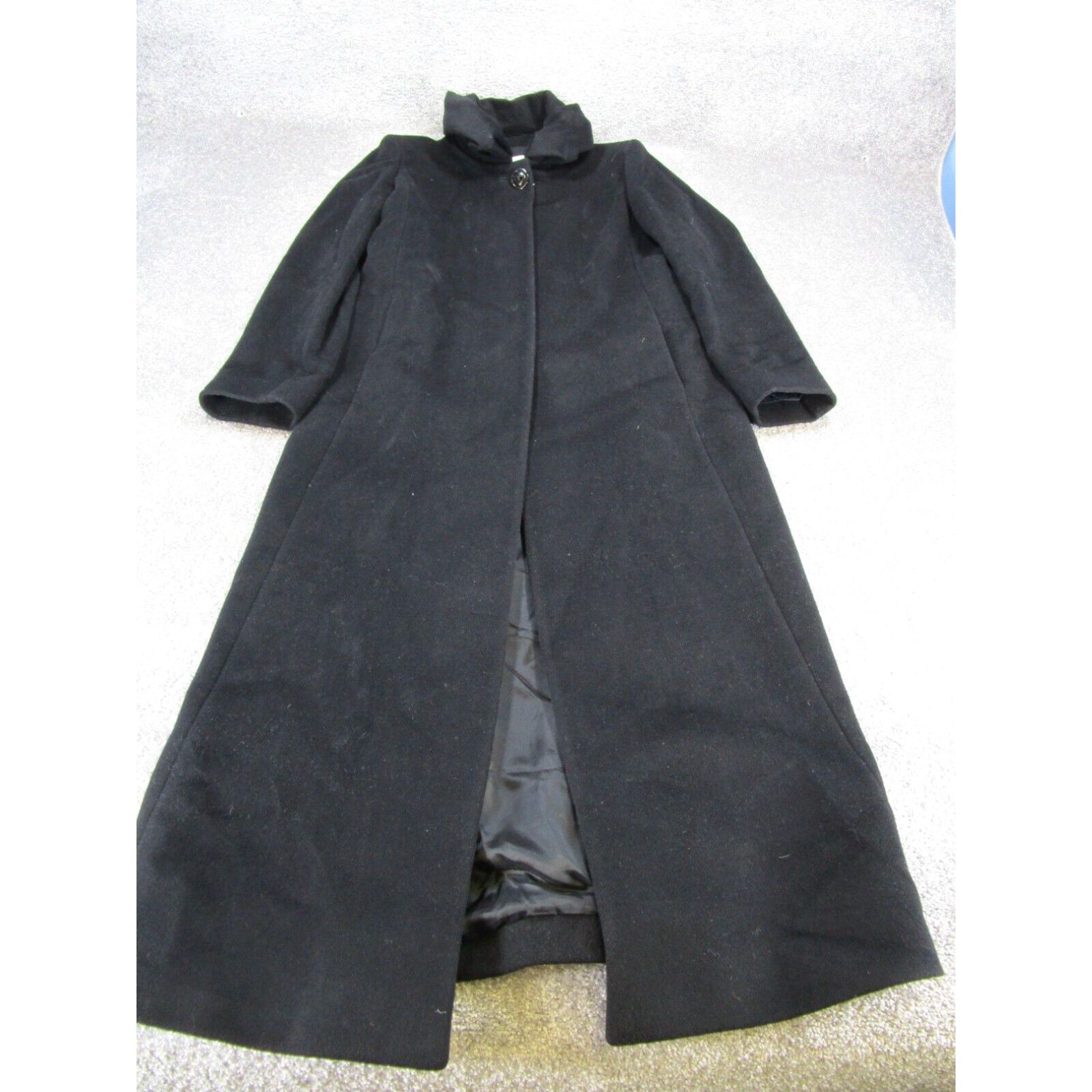 image of Cinzia Rocca Overcoat Womens 10 Black Wool Cashmere Blend Long Outdoor in White (Size Large)