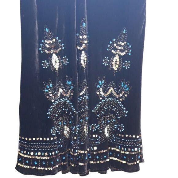 Vintage Vtg 90 Carole Little Brown Velour Maxi Skirt Sz L Native Tri Size 34" / US 12 / IT 48 - 6 Thumbnail
