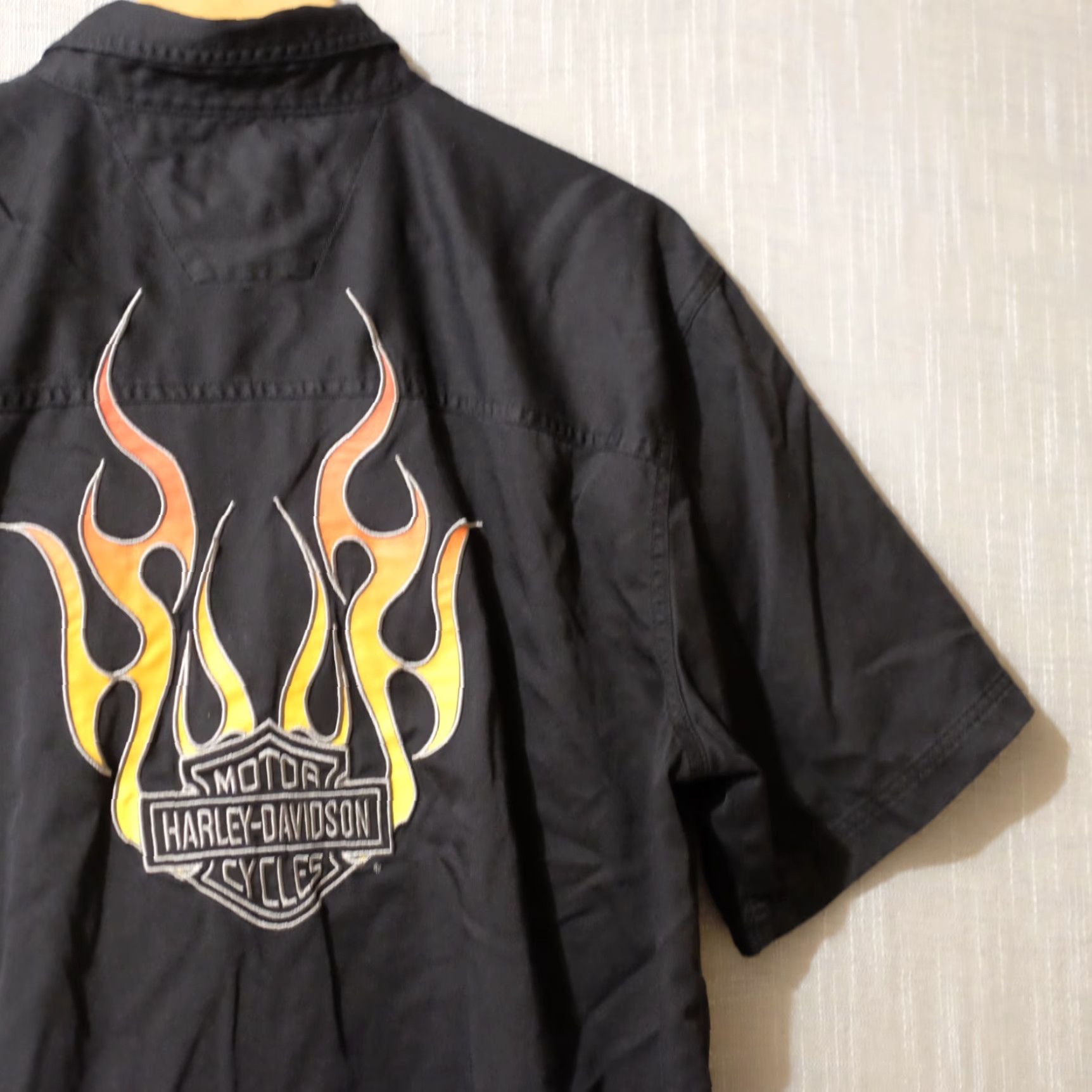 Harley Davidson Harley-Davidson Black Short Sleeve Button Shirt Mens L Casual Cotton Polyester Embroidered Logo Shirt Size US L / EU 52-54 / 3 - 7 Thumbnail