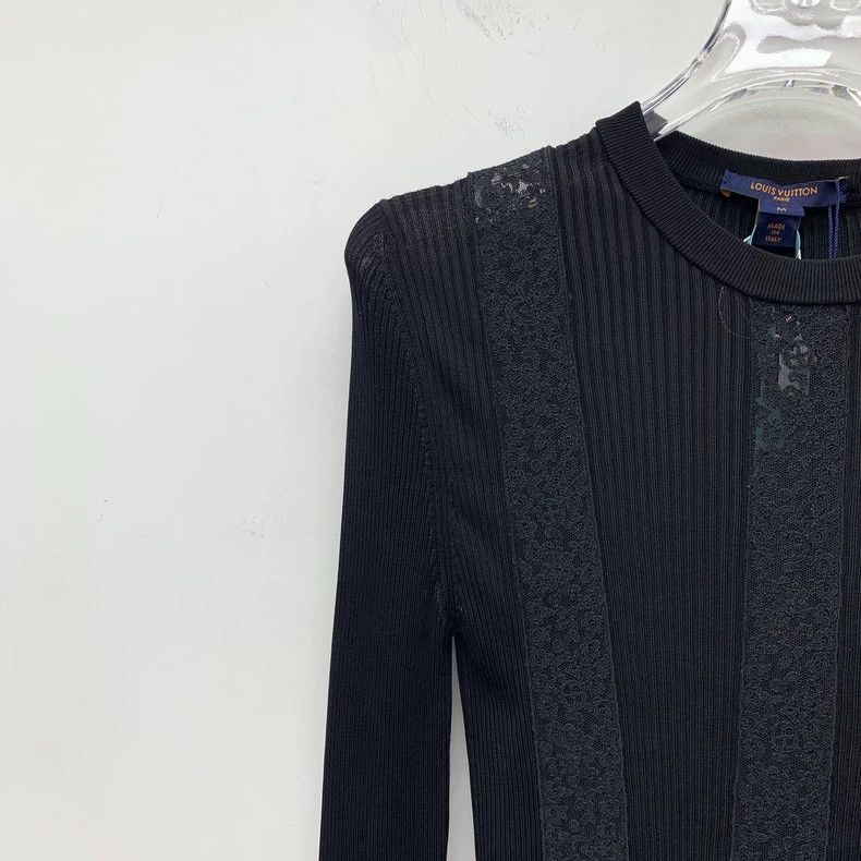 Louis Vuitton Louis Vuitton Black Lace Cutout Crew Neck Long Sleeve Swea Size M / US 6-8 / IT 42-44 - 3 Thumbnail