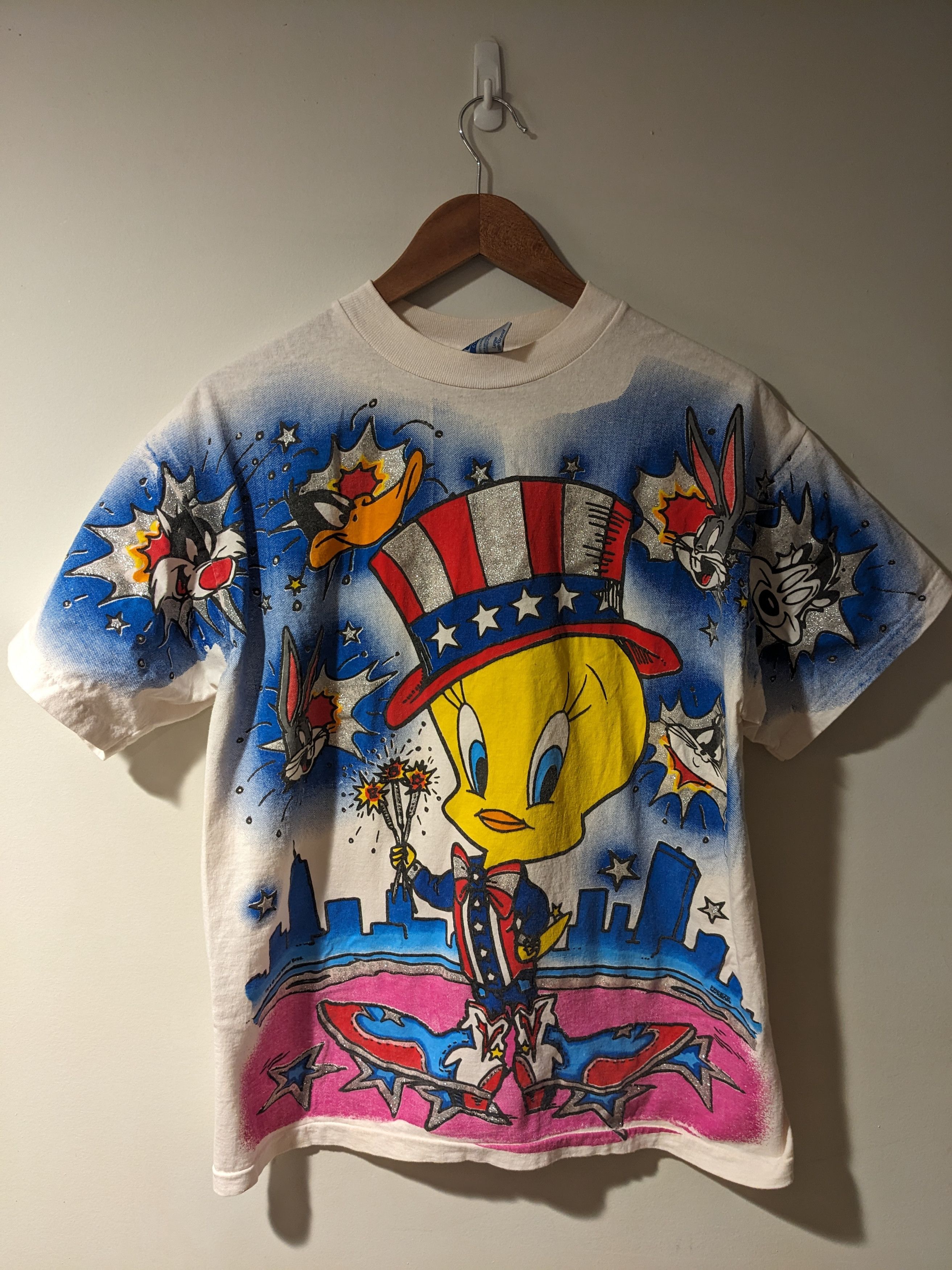 Cartoon Network × Vintage Vintage 1995 Tweety Bird Looney Tune AOP White Large T-Shirt Size US L / EU 52-54 / 3 - 1 Thumbnail