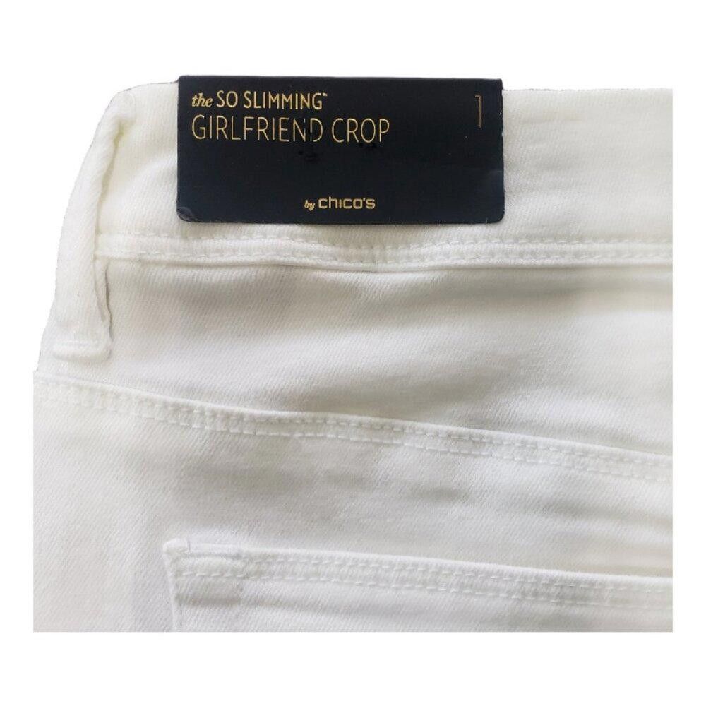 Chicos CT1493 Chico's NWT White So Slimming Girlfriend Crop Jean 8M Size 30" / US 8 / IT 44 - 5 Thumbnail