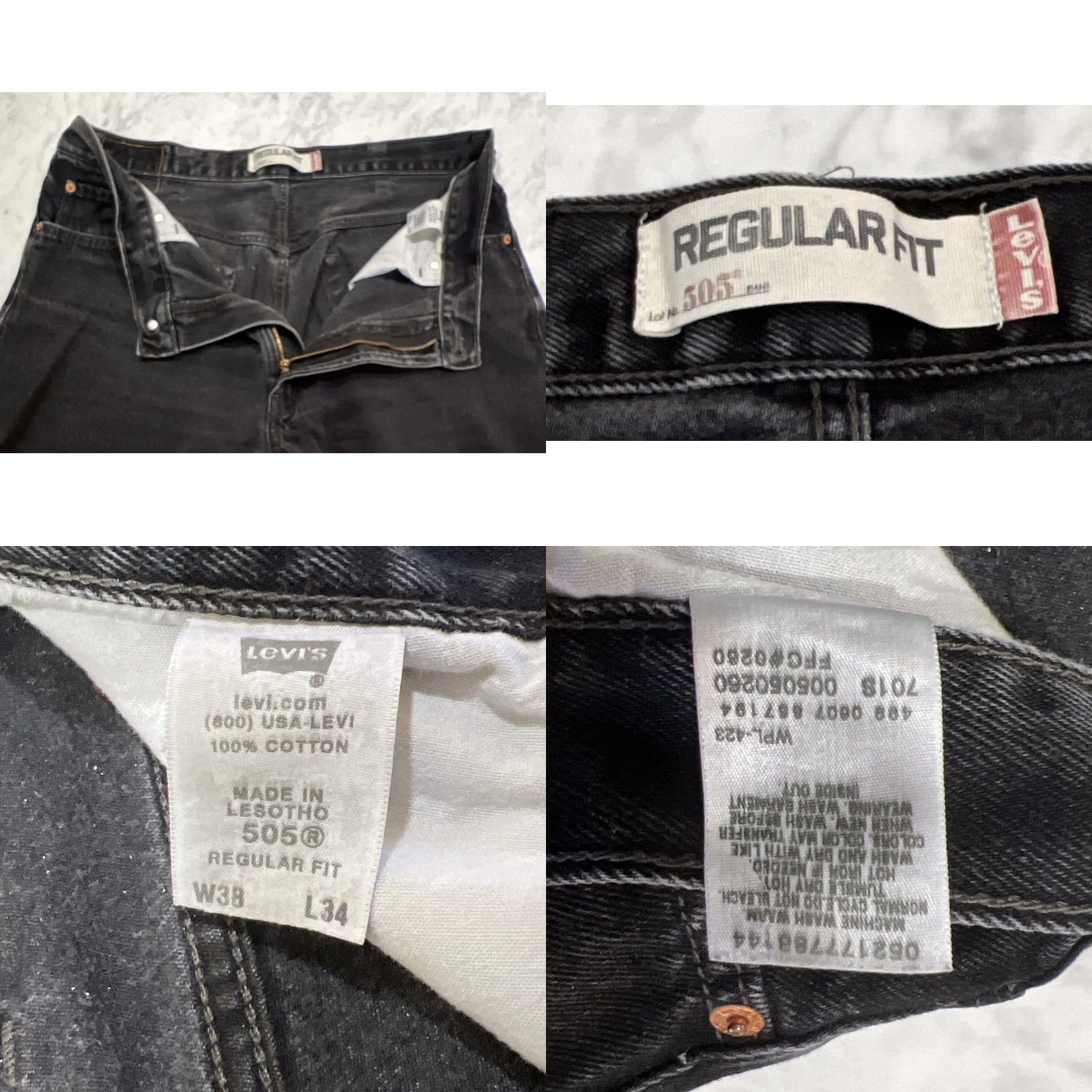 Levi's Levi’s 505 Jeans Men’s 38x34 Regular Fit Black Zip Fly 5-Pocket Denim 90s USA Style Constraint: 38x34 (38x30) 505 Model - Levi's 500 Series Men Size US 38 / EU 54 - 10 Thumbnail