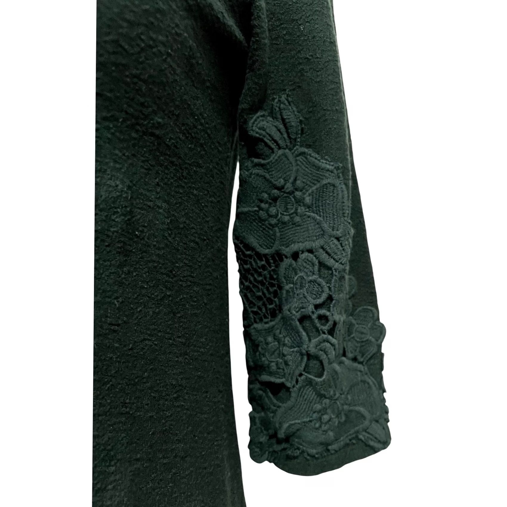 Vintage Maeve Anthropologie Sweater Dress Womens XS Green Lace Tierra Drop Waist Scoop Back KnEE Length 34" 3/4 Sleeve Vintage? Size XS / US 0-2 / IT 36-38 - 5 Thumbnail