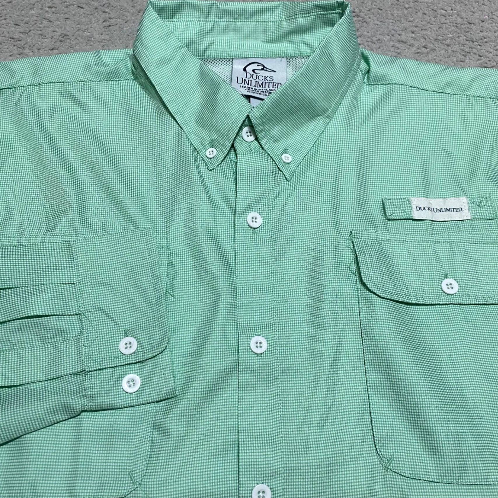 Vintage Ducks Unlimited Mens Large Shirt Green Plaid Long Sleeve Button-Down Vented Size US L / EU 52-54 / 3 - 5 Thumbnail