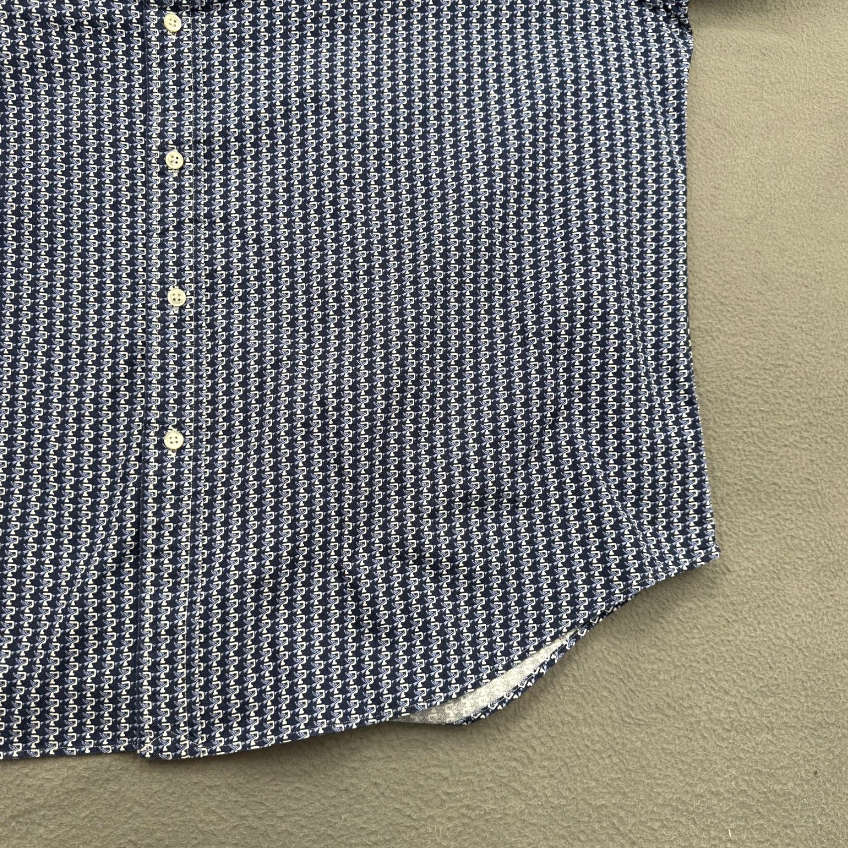 Ralph Lauren Ralph Lauren Shirt Mens 2XL Blue White Classic Fit Short Sleeve Cotton Patterned Geometric Button-Down Shirt Size US XXL / EU 58 / 5 - 7 Thumbnail