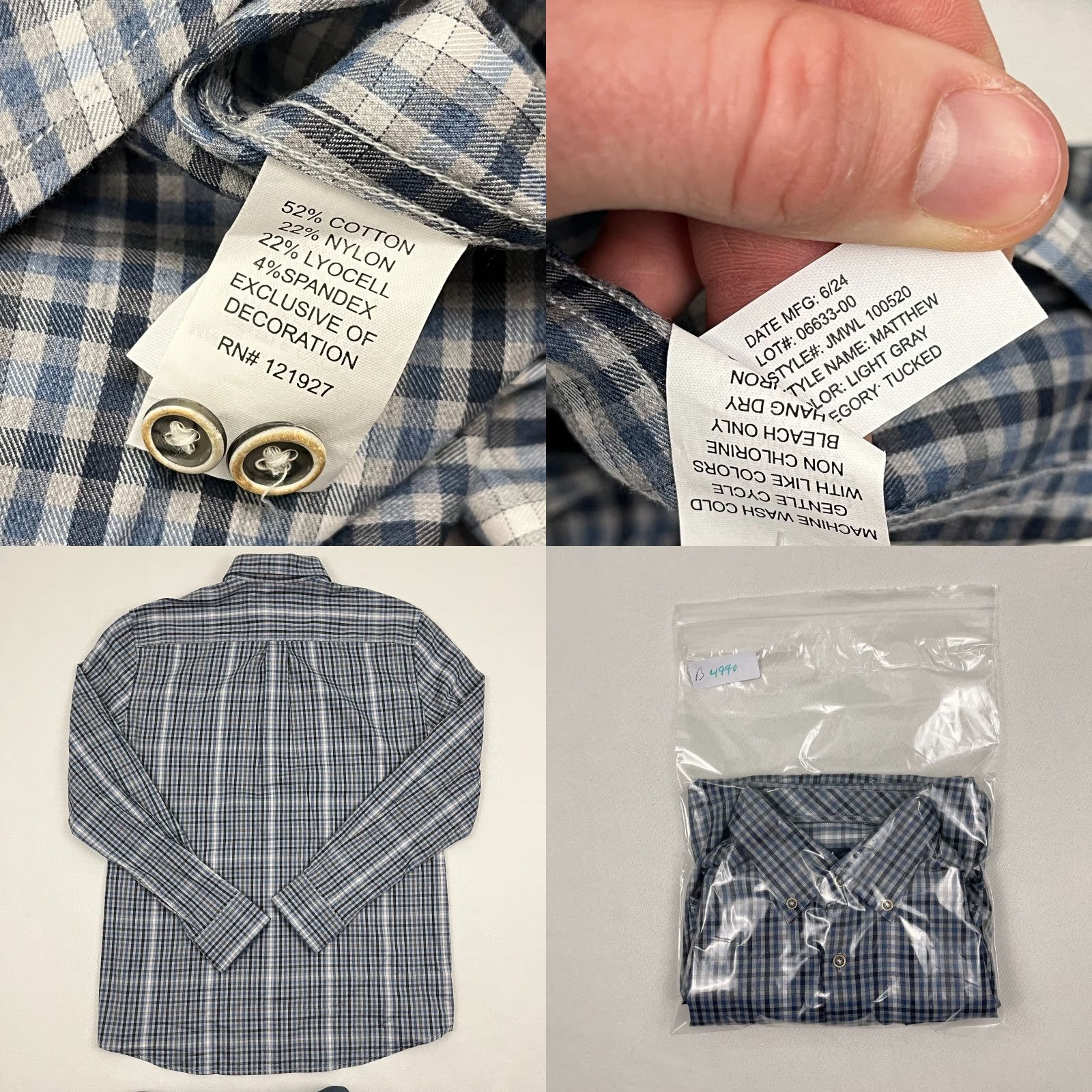johnnie-O johnnie-O Matthew Shirt Mens M Blue Plaid Button-Down Casual Shirt Size US M / EU 48-50 / 2 - 8 Thumbnail