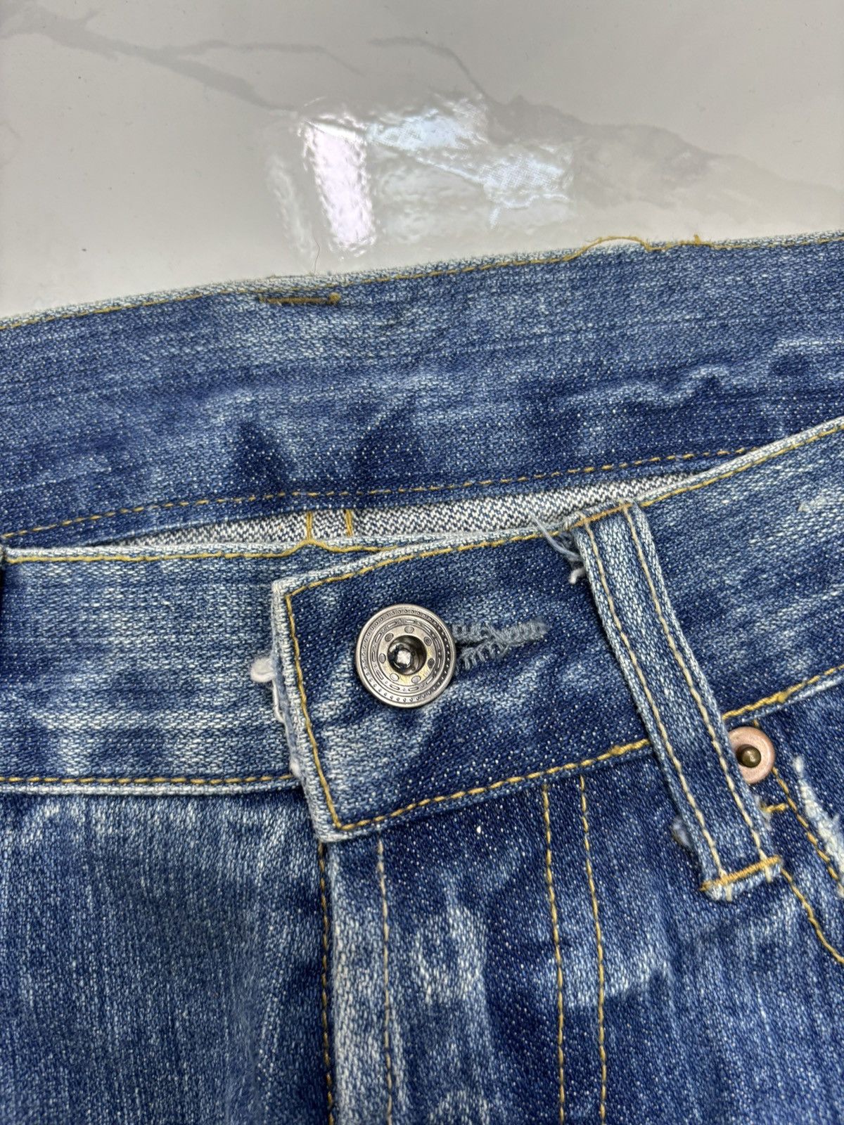 If Six Was Nine × Issey Miyake ISSEY MIYAKE CLAWMARK BLUE CUSTOM MADE DISTRESSED DENIM JEAN Size US 32 / EU 48 - 9 Thumbnail