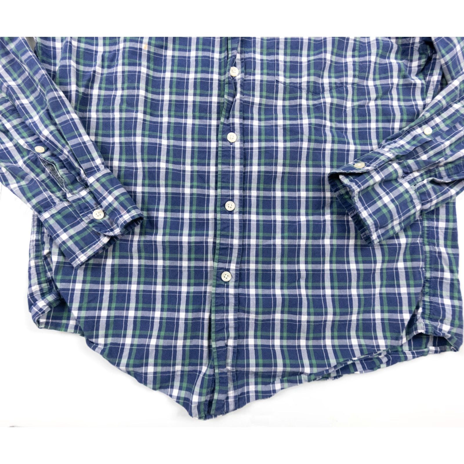 J.Crew J.CREW Shirt Adult Medium Blue Long Sleeve Button-Up Plaid Tartan Cotton Mens Size US M / EU 48-50 / 2 - 3 Thumbnail