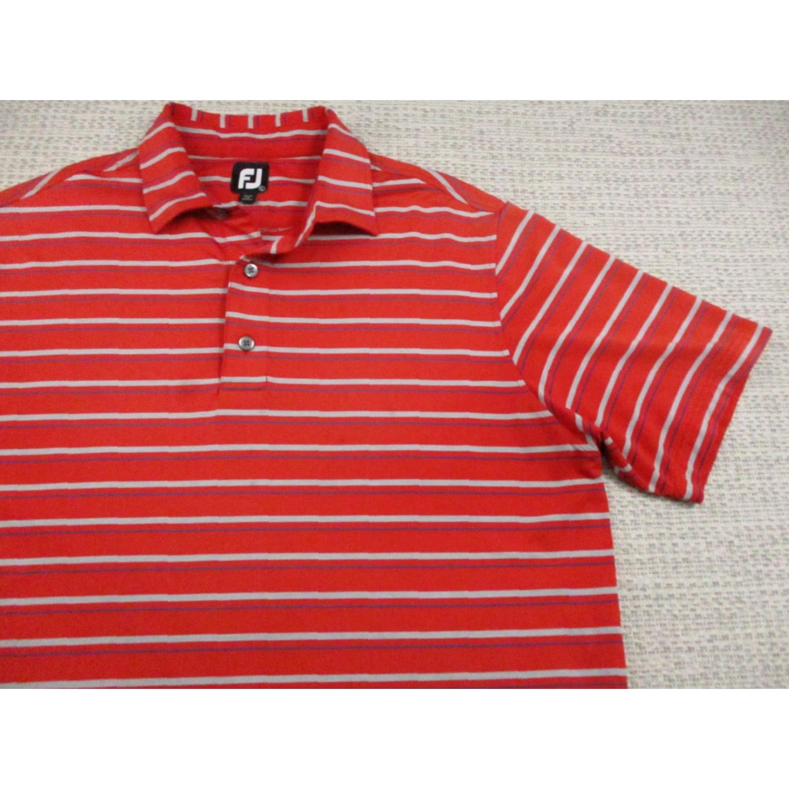 Footjoy FootJoy Polo Shirt Mens Large Red White Blue Stripe Performance Golf FJ Stretch Shirt Size US L / EU 52-54 / 3 - 2 Thumbnail