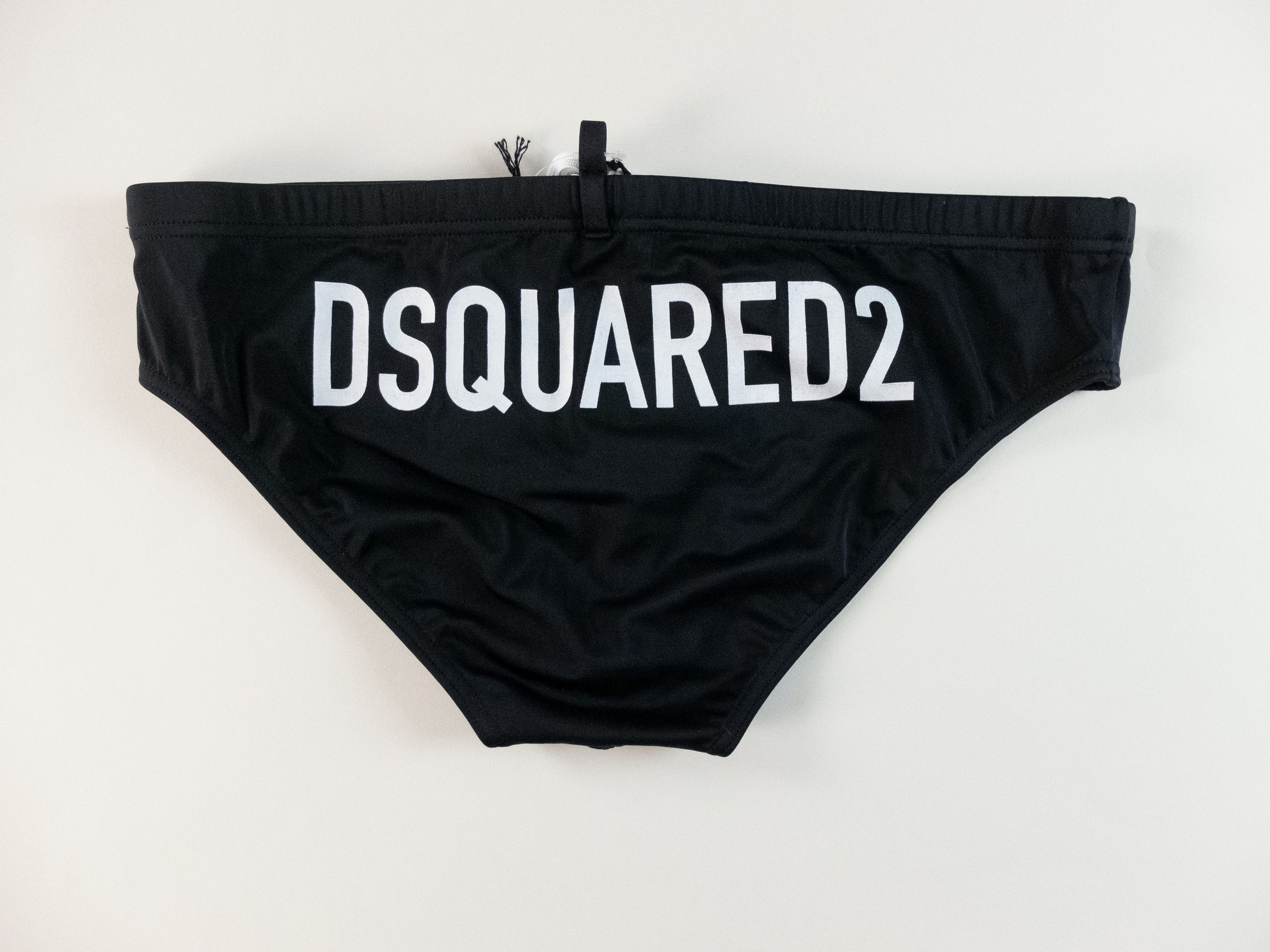 DSQUARED2 black & white logo print swim briefs 52 XL