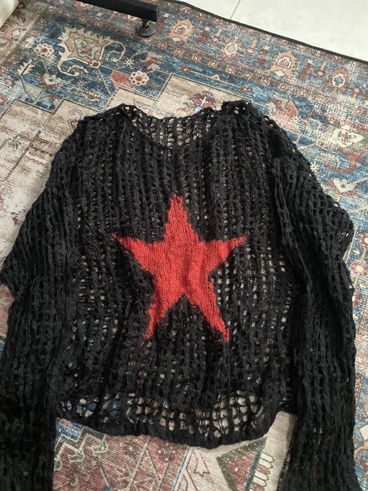 If Six Was Nine Y2K Redstar Boxy fishnet Shirt Size US M / EU 48-50 / 2 - 5 Thumbnail